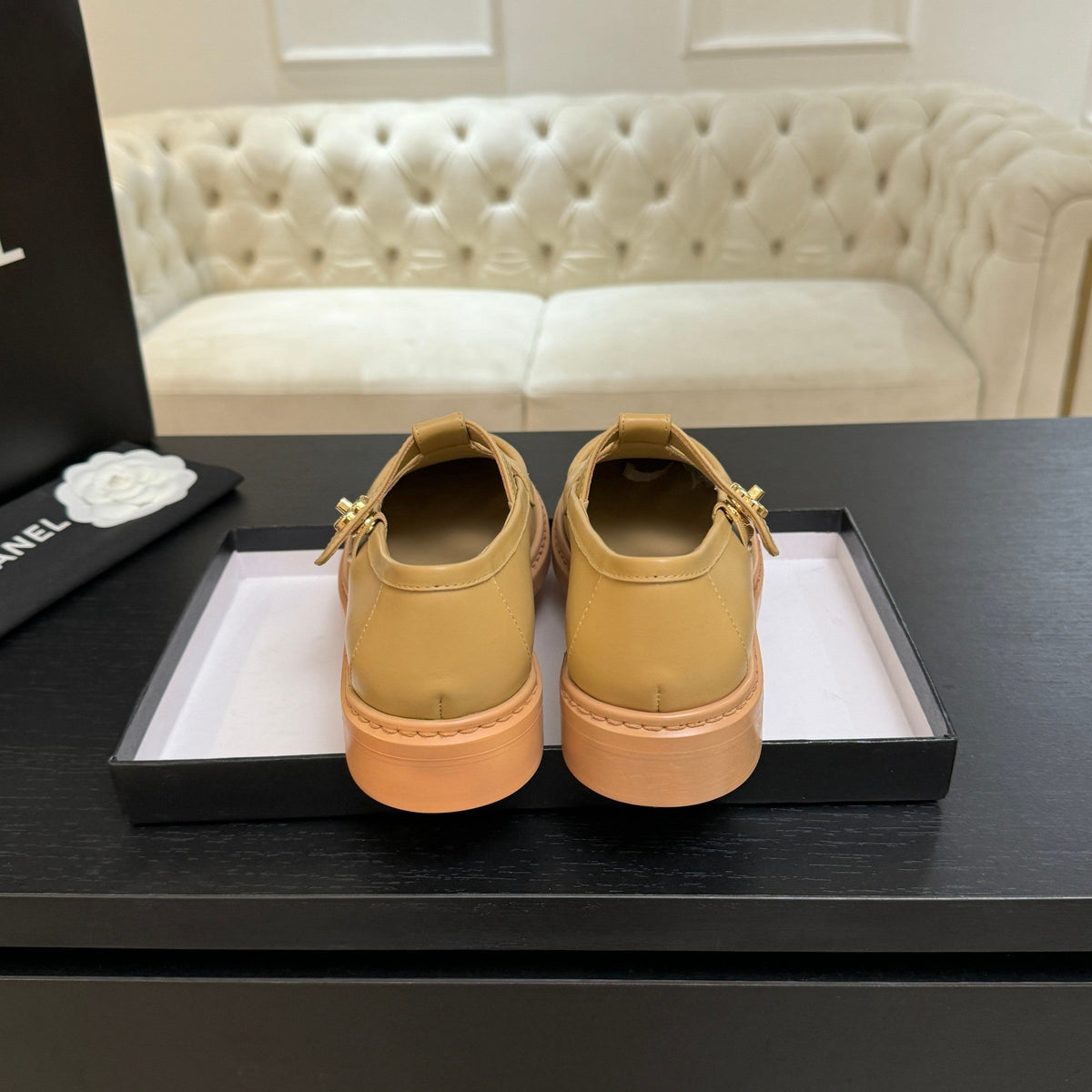 Chanel 26s Mary Jane Loafers 3cm Yellow Leather 167977