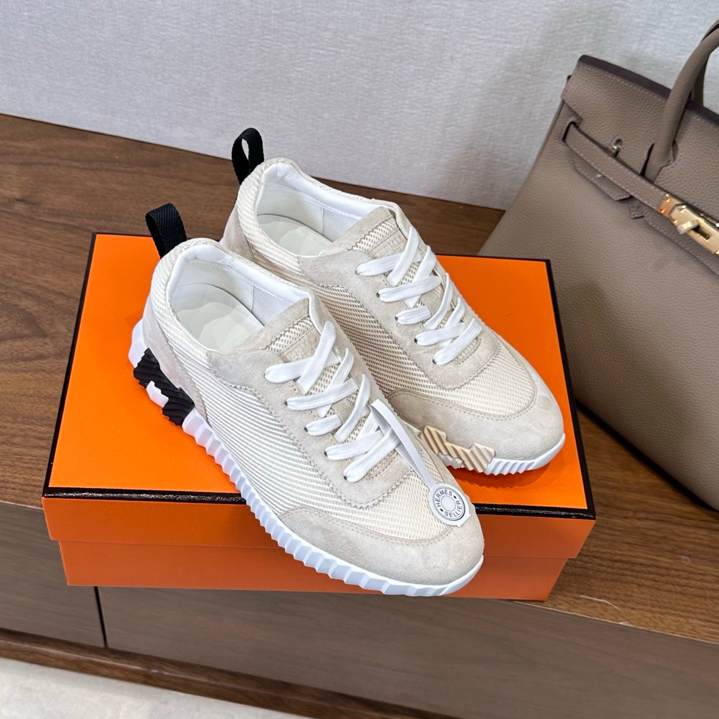 HM 26S Bouncing Sneaker In Cream mix Grey Suede Mesh 543810