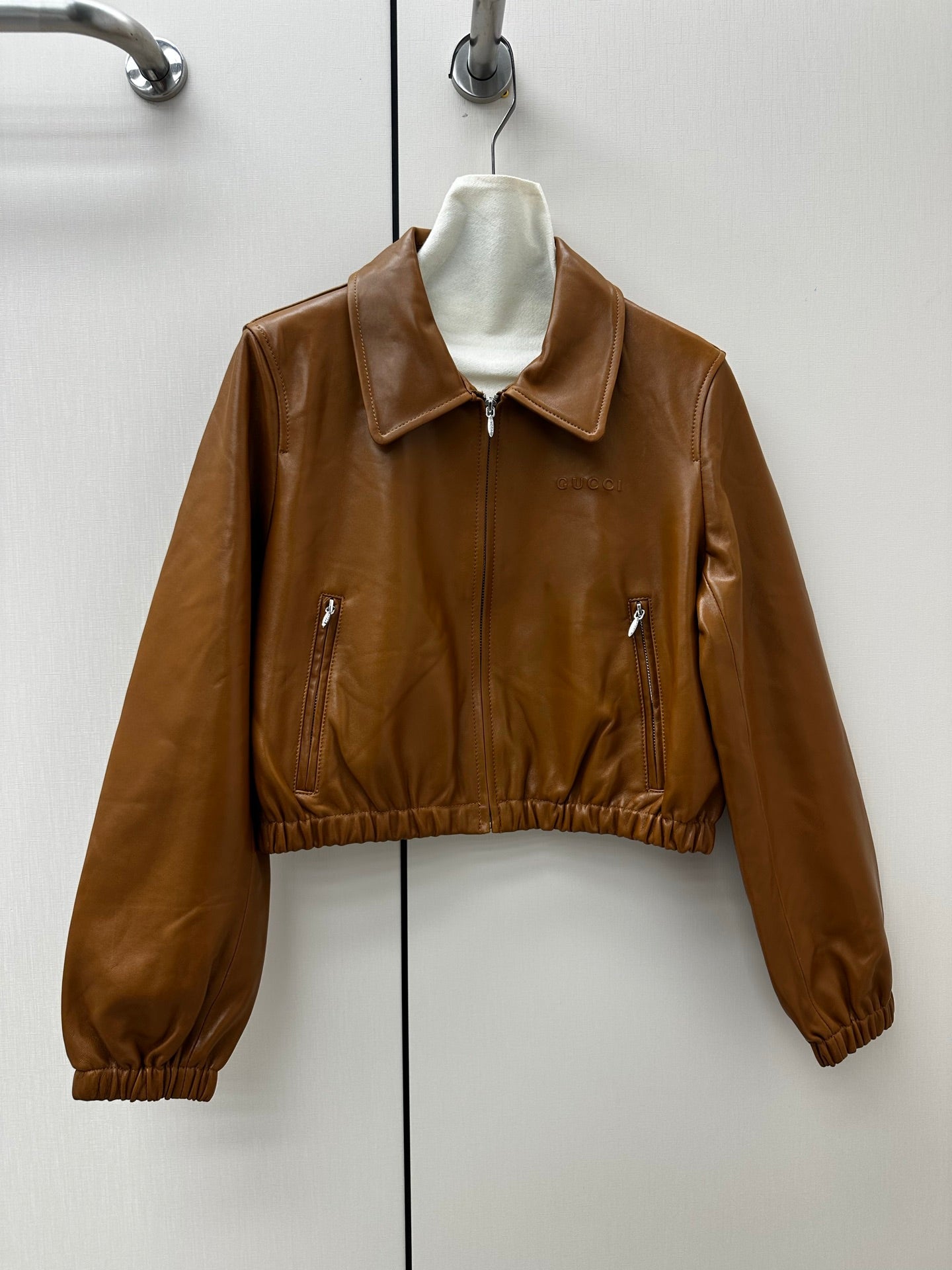 GG 26s Crop/Cropped Jacket Brown Leather 420978
