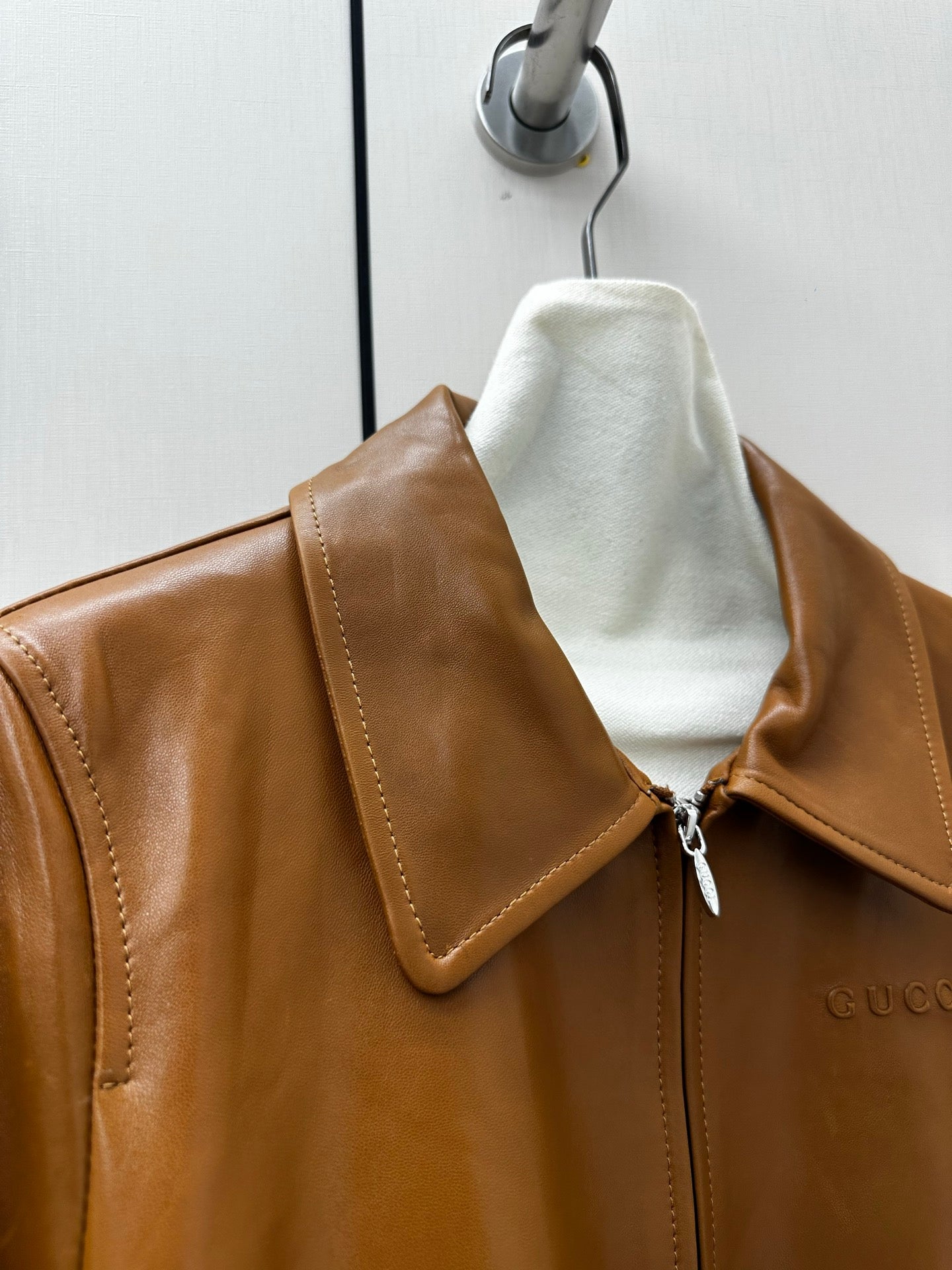 GG 26s Crop/Cropped Jacket Brown Leather 420978