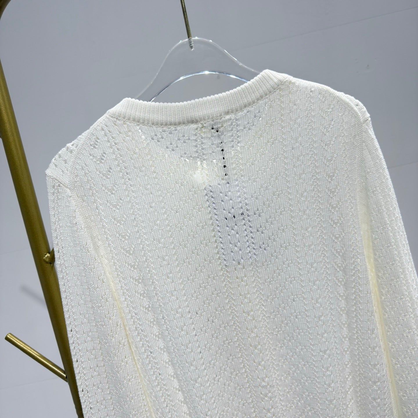 Celine 26s Long-Sleeve Cardigan White Knit 363547