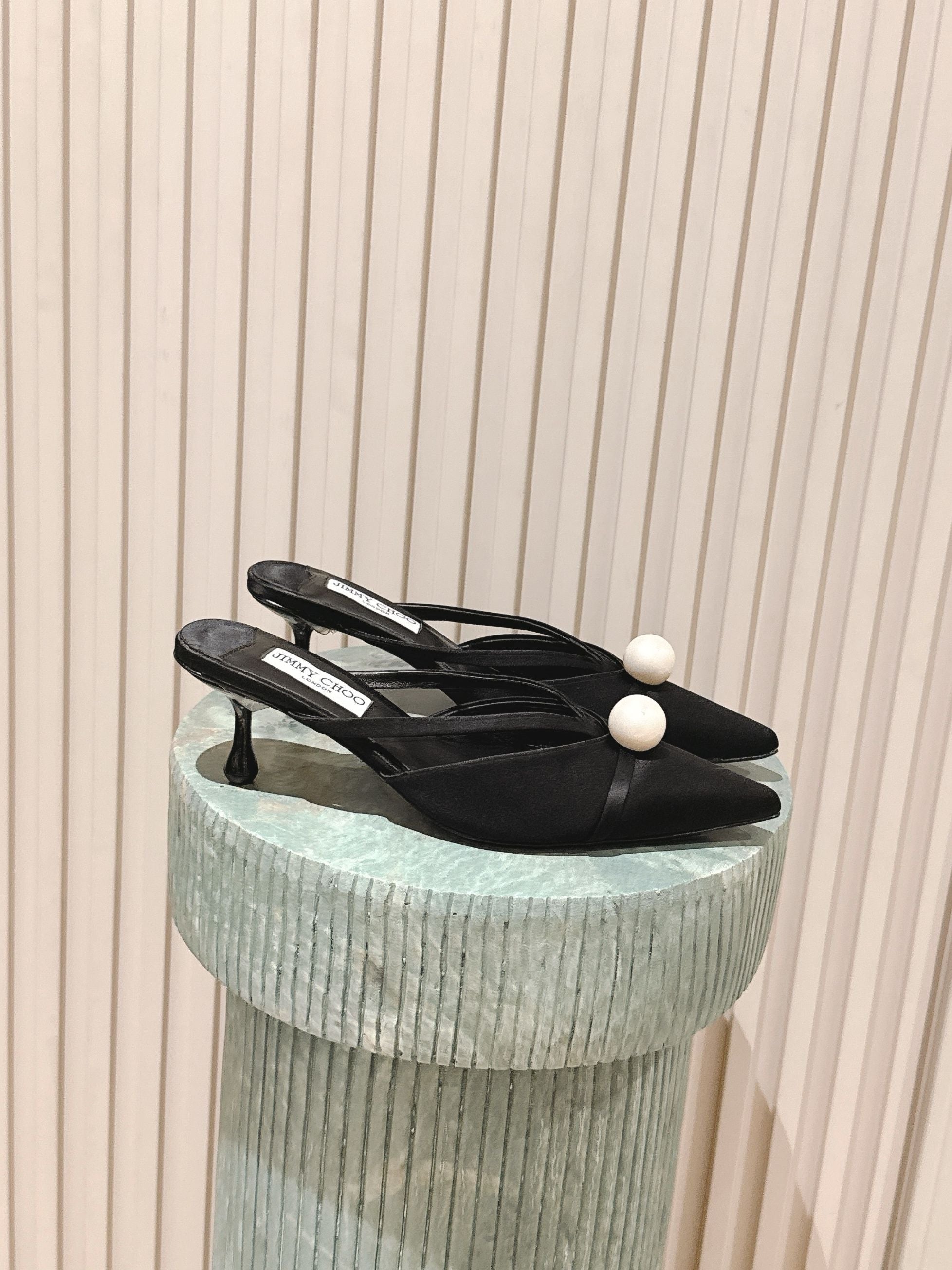 Jimmy Sana Mule 50mm Black Satin Fabric 431842