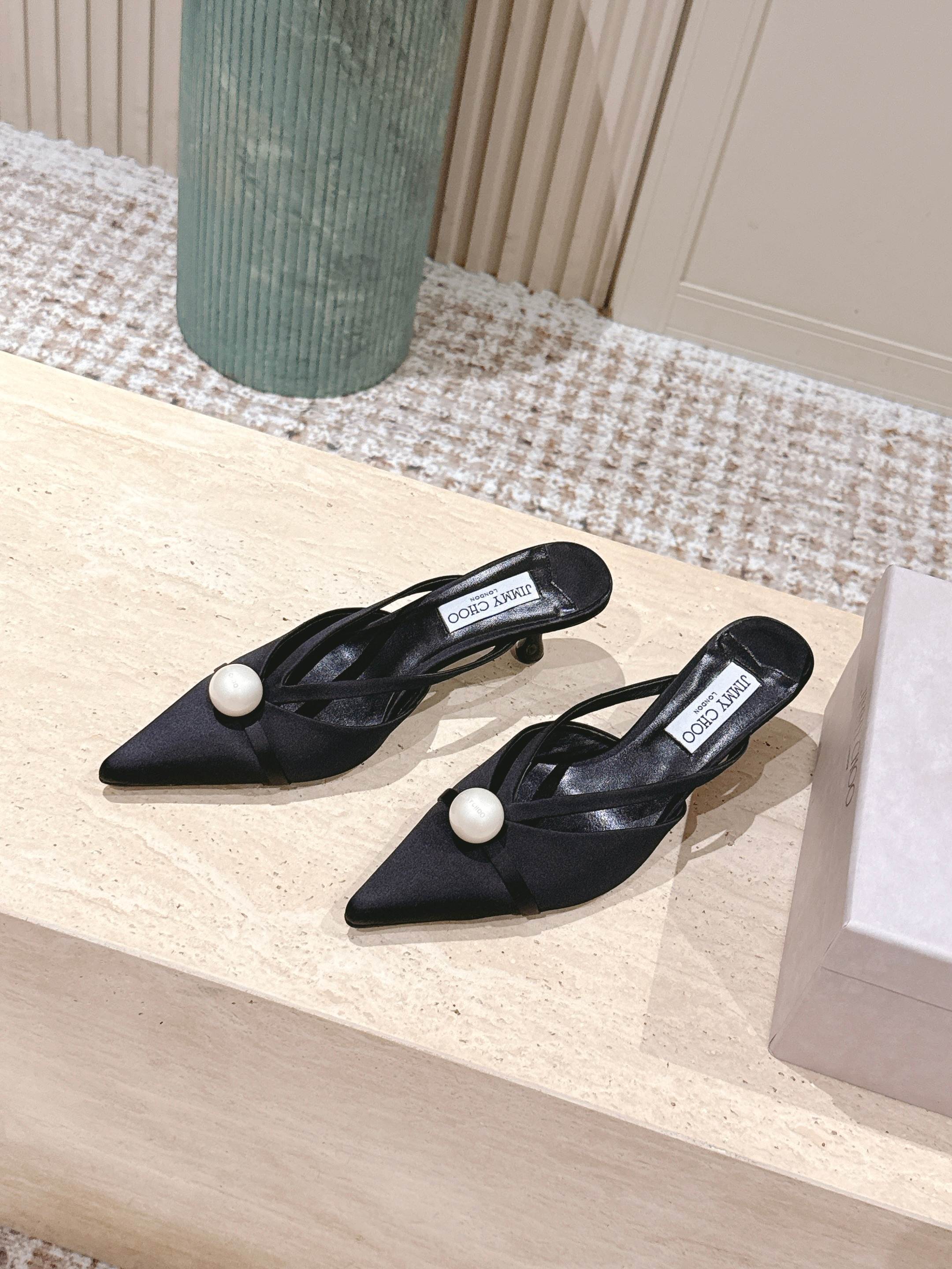 Jimmy Sana Mule 50mm Black Satin Fabric 431842