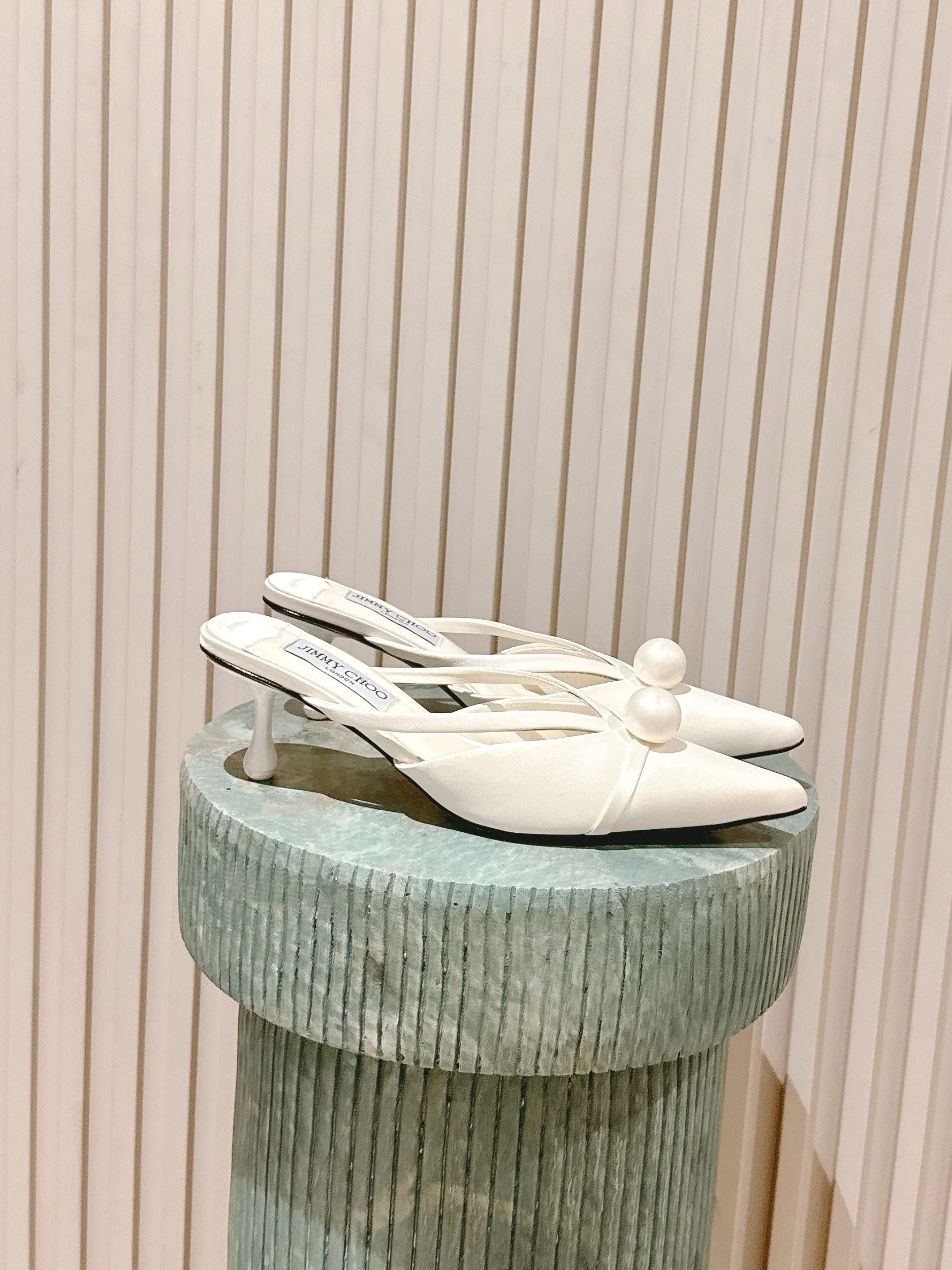 Jimmy Sana Mule 50mm White Satin Fabric 431841