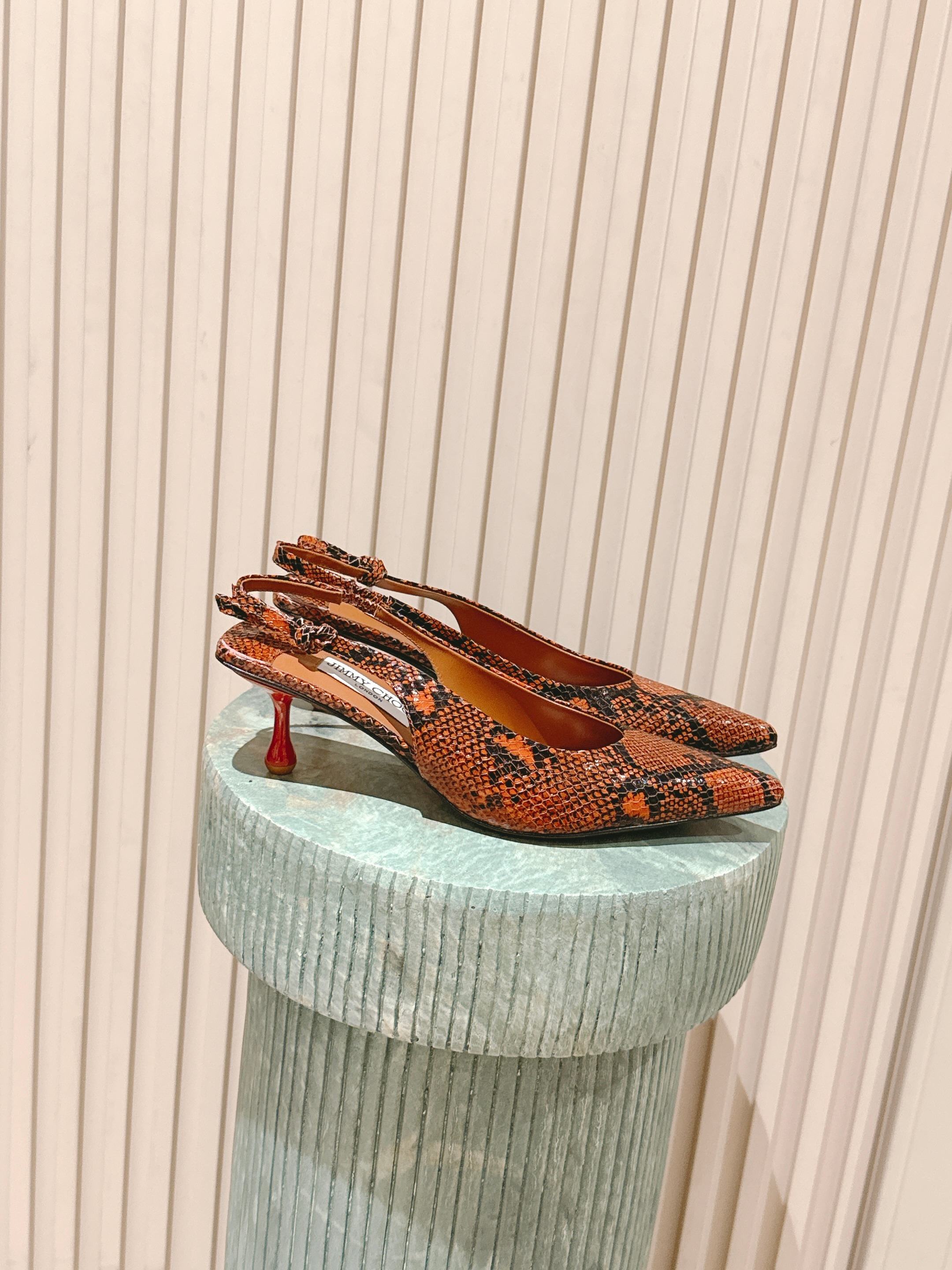 Jimmy Scarlett Leopard-Print Snake Embossed Slingback 50mm Brown Cowhide 431850