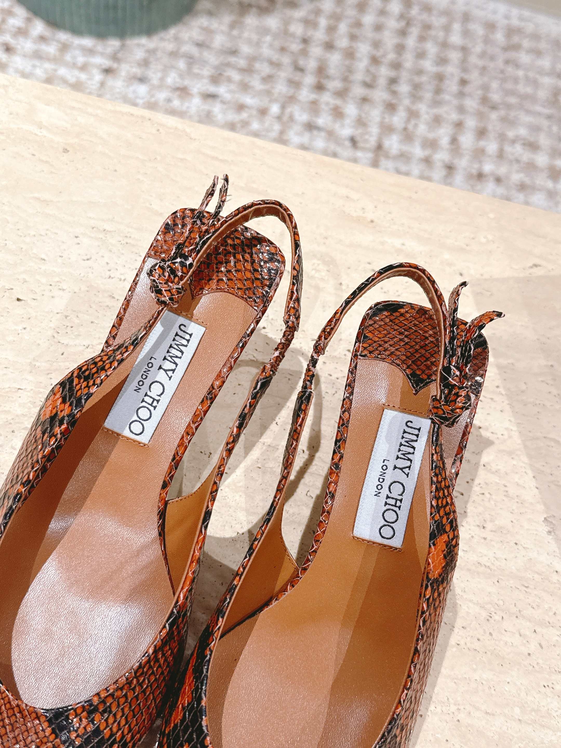 Jimmy Scarlett Leopard-Print Snake Embossed Slingback 50mm Brown Cowhide 431850