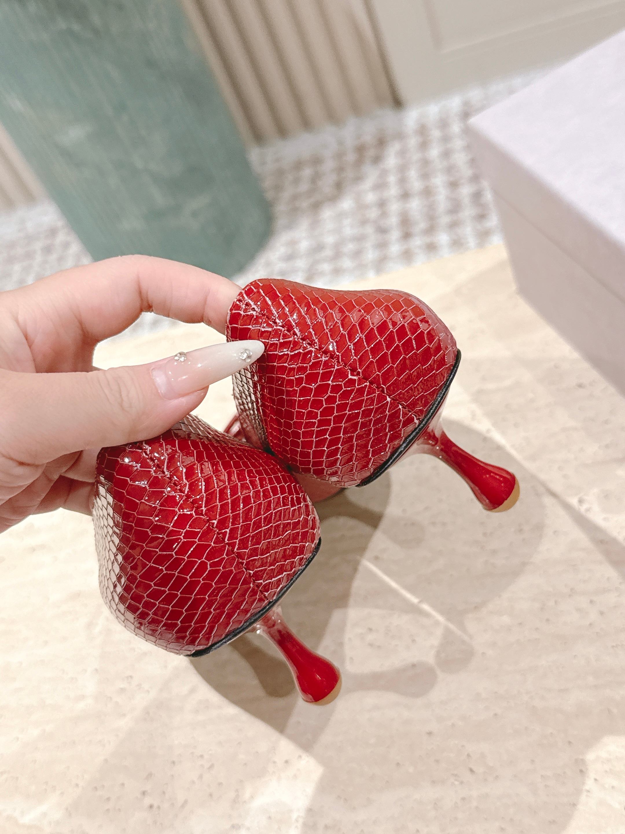 Jimmy Scarlett Snake Embossed Pumps 50mm Red Cowhide 431853