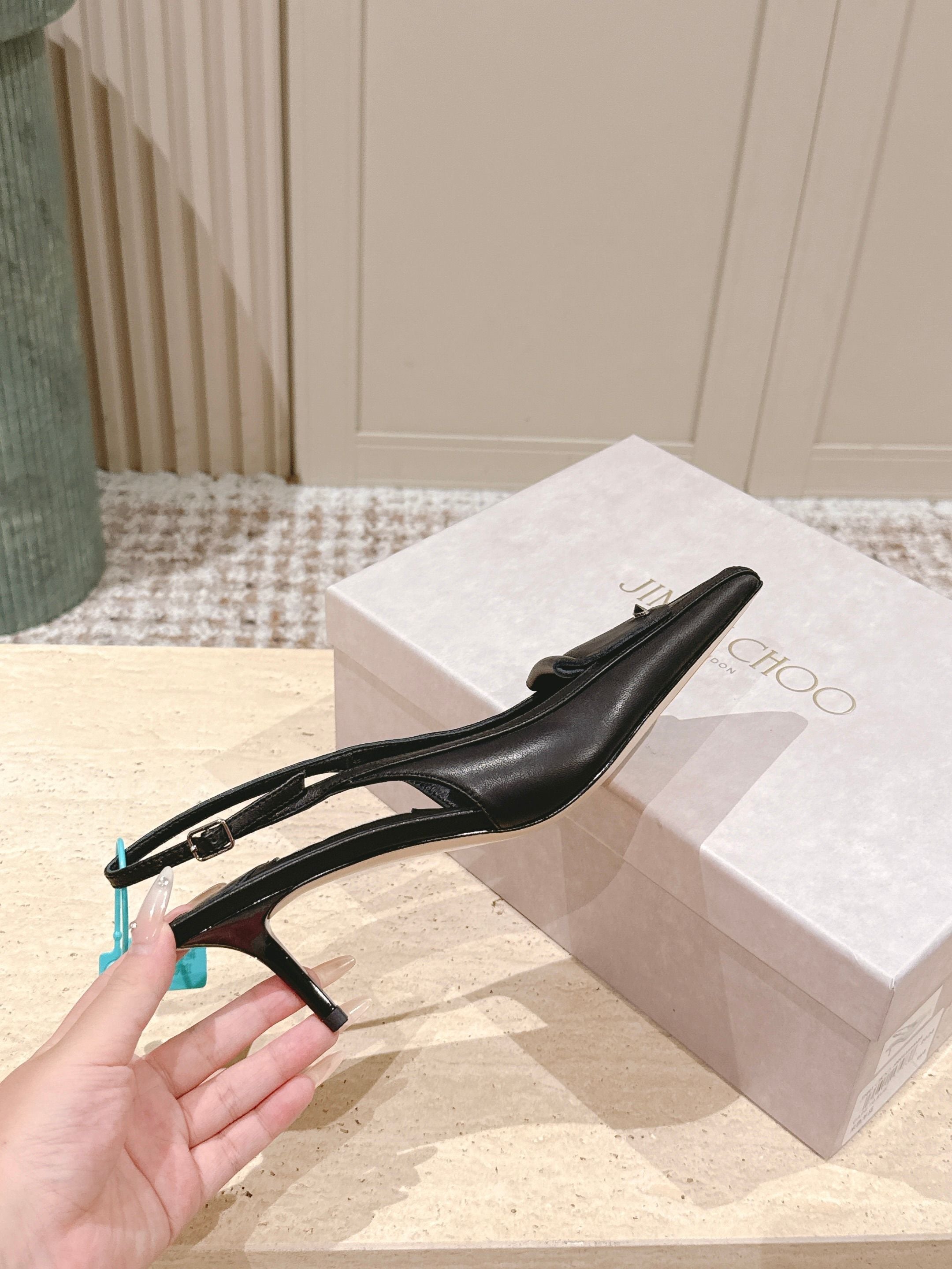 Jimmy Frances Slingback 60mm Black Cowhide 431854