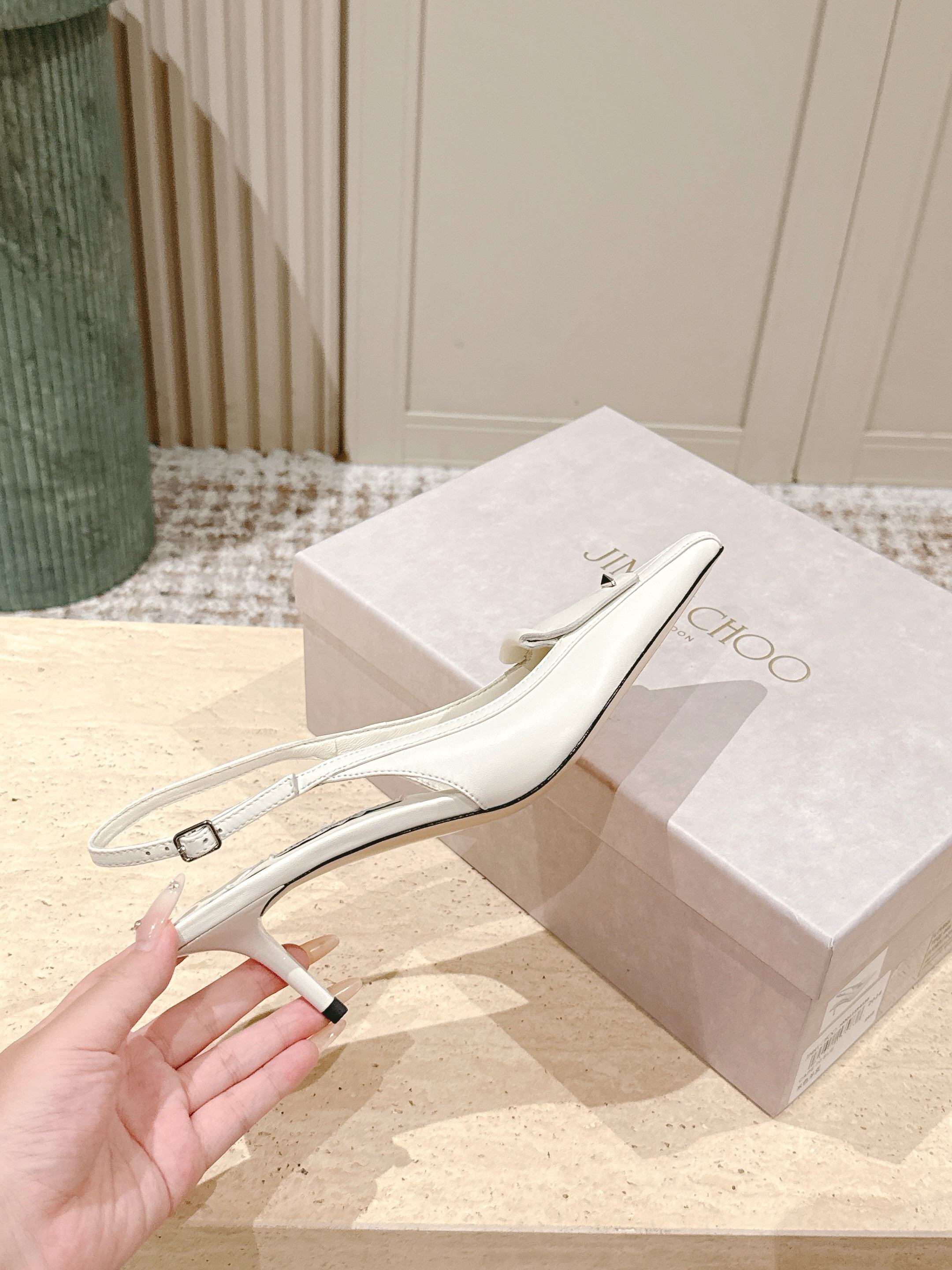 Jimmy Frances Slingback 60mm White Cowhide 431856