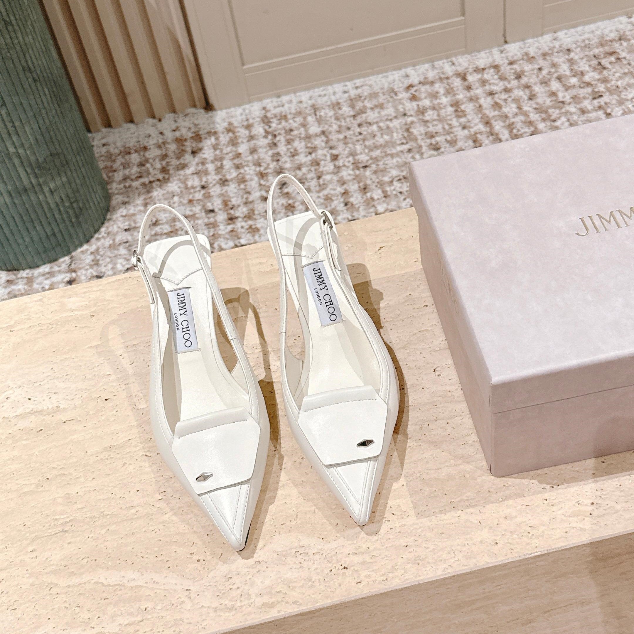 Jimmy Frances Slingback 60mm White Cowhide 431856