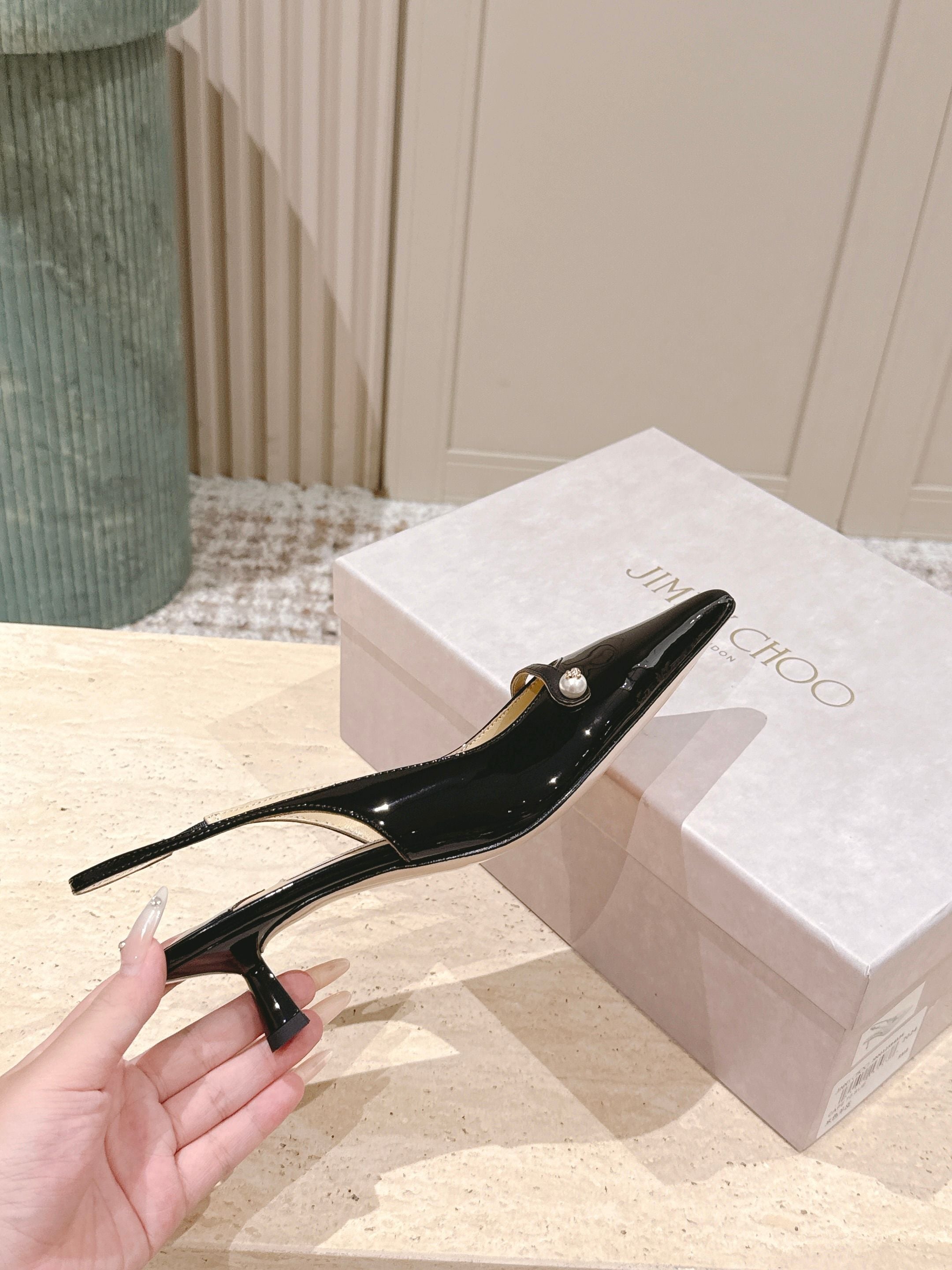 Jimmy 25 Amita Slingback 45mm Black Patent Leather 431858