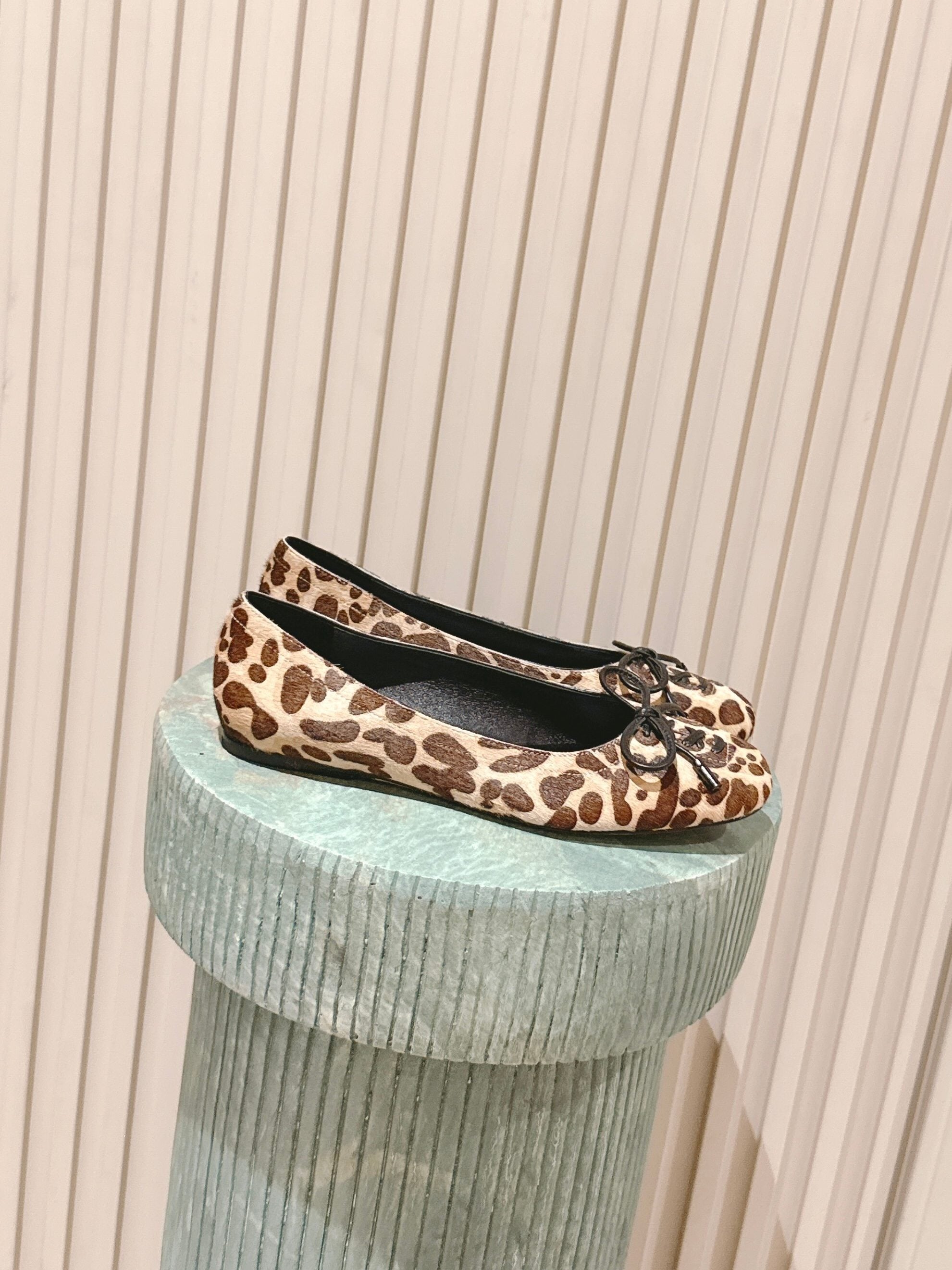 Jimmy 25s Leopard-Print Ballet Flats 10mm Zebra Hair & Sheepskin 431867
