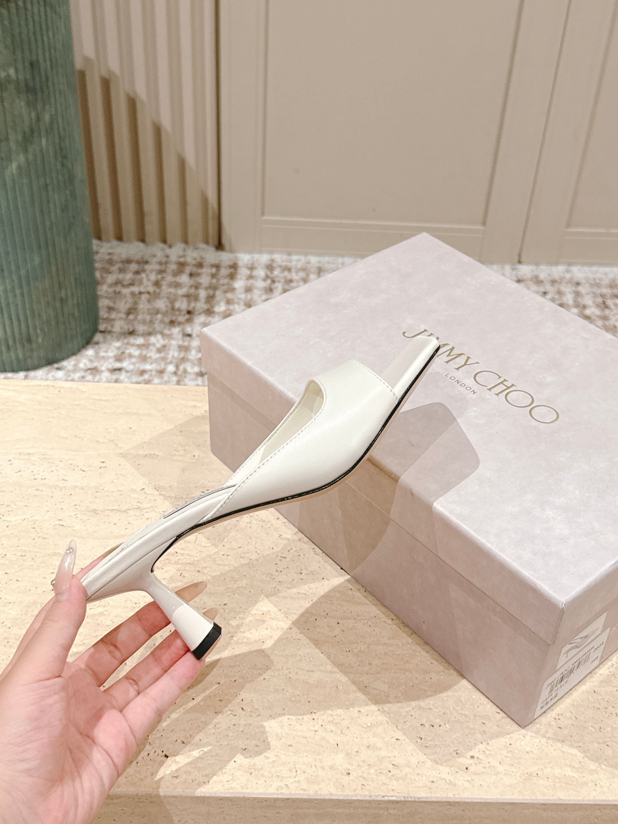 Jimmy 25s Skye Satin Mules 70mm White Leather 431871