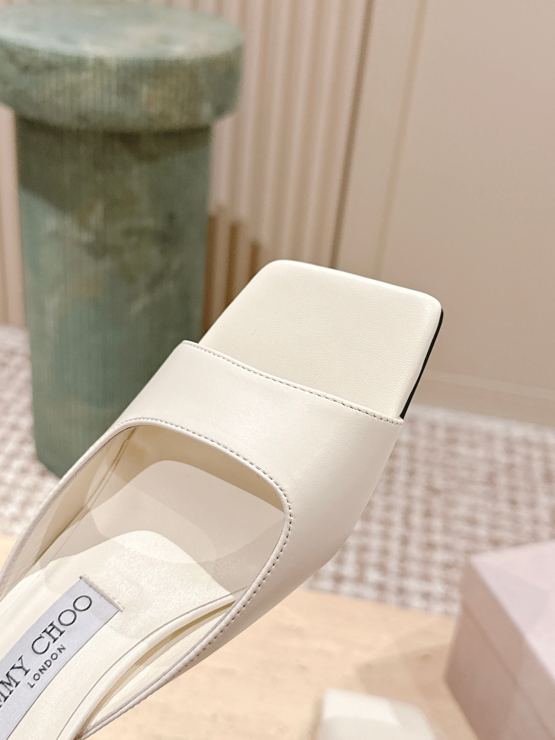 Jimmy 25s Skye Satin Mules 70mm White Leather 431871