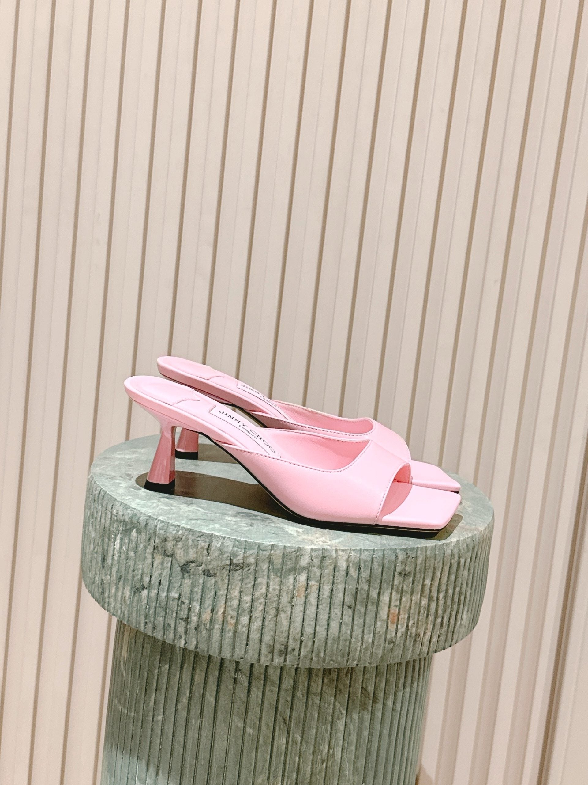 Jimmy 25s Skye Satin Mules 70mm Pink Leather 431872