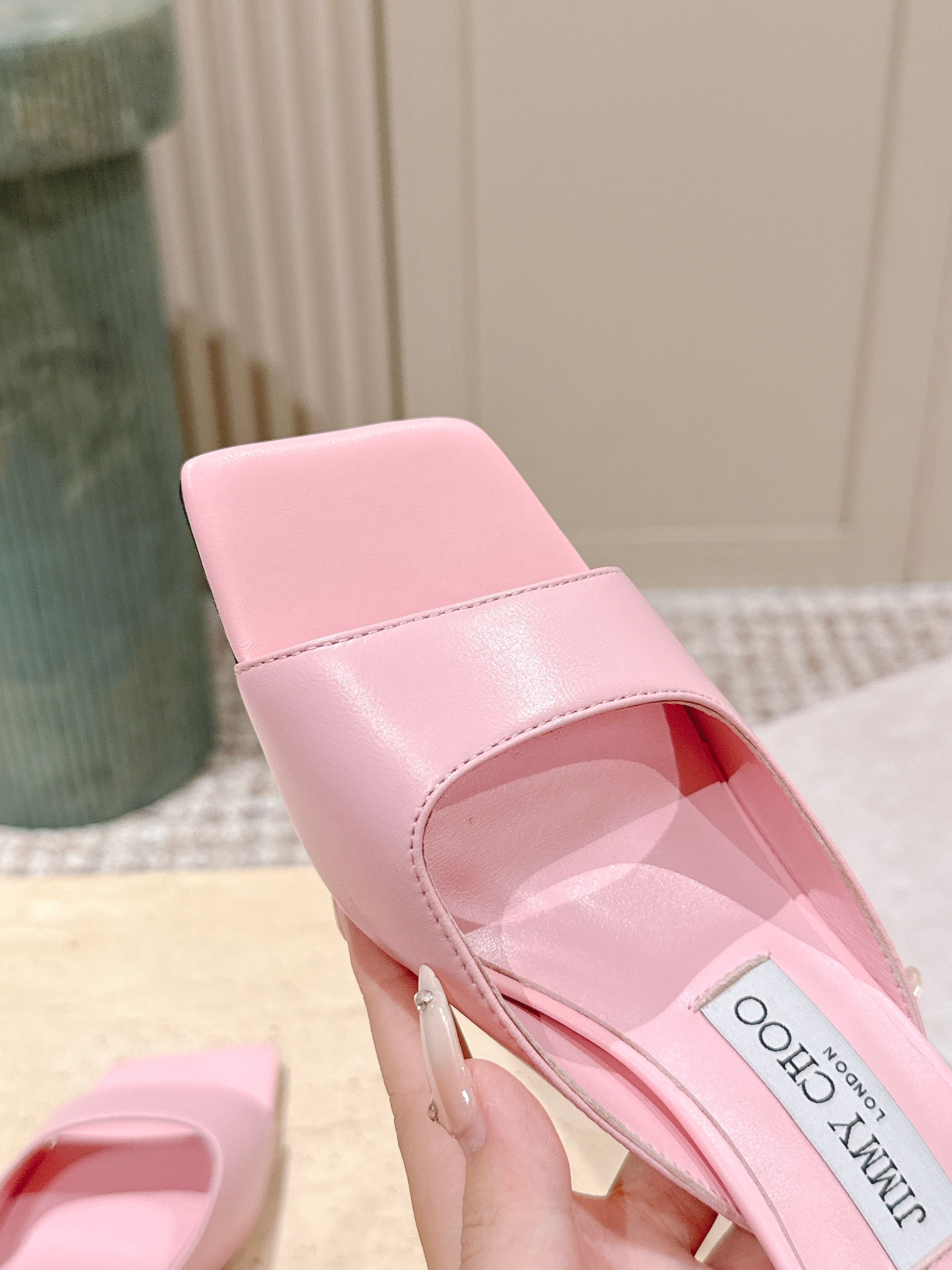 Jimmy 25s Skye Satin Mules 70mm Pink Leather 431872