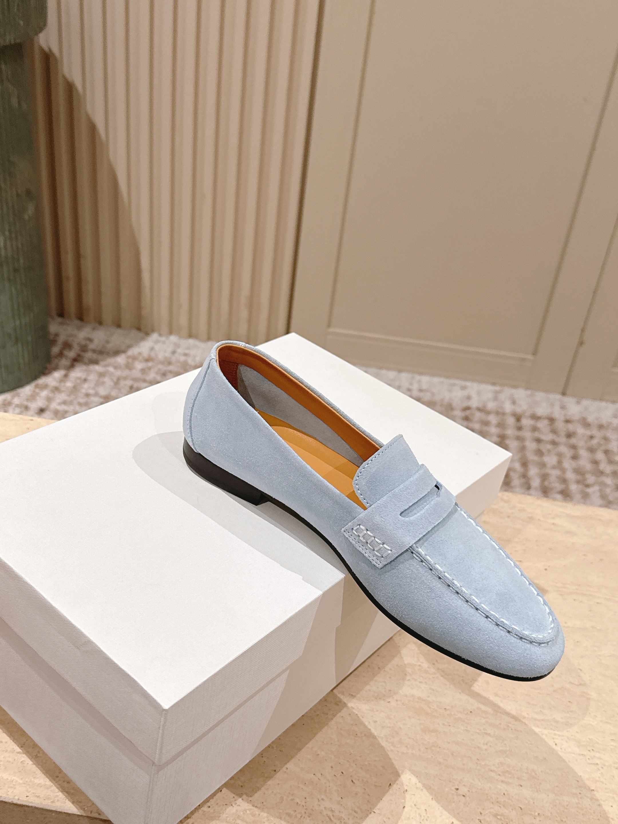 The Row 2025 Loafer Light Blue Suede 556140