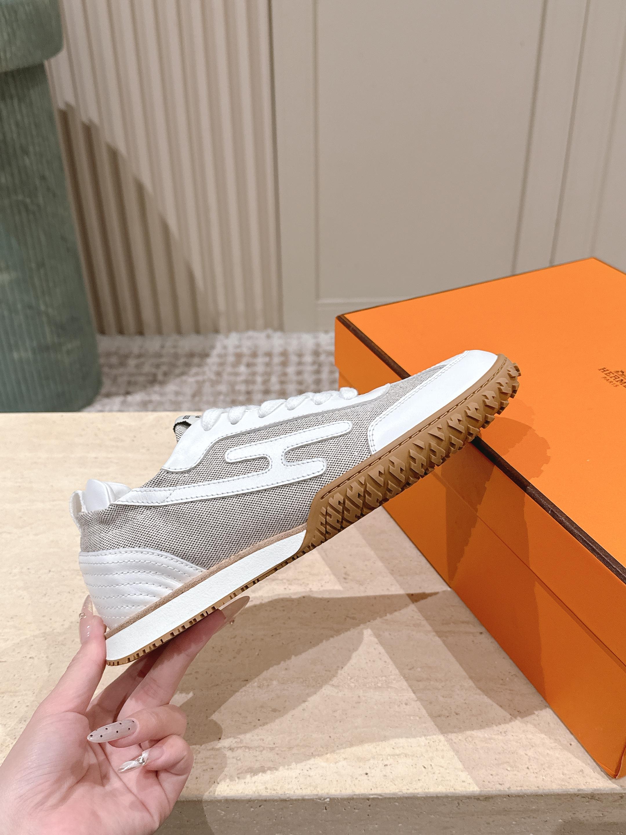 HM Jet Sneaker White Light Grey Mesh Calfskin 583755