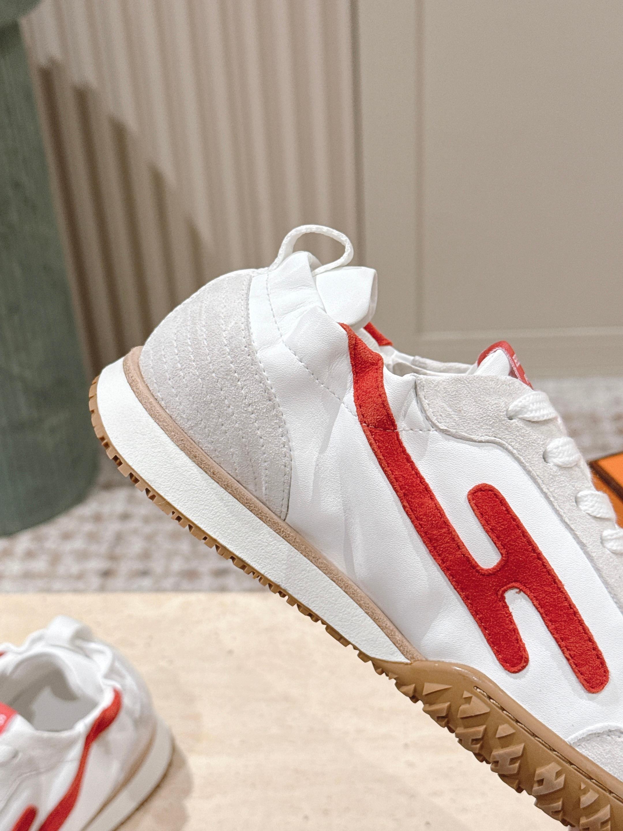 HM Jet Sneaker White Light Grey Red Suede Calfskin 583756