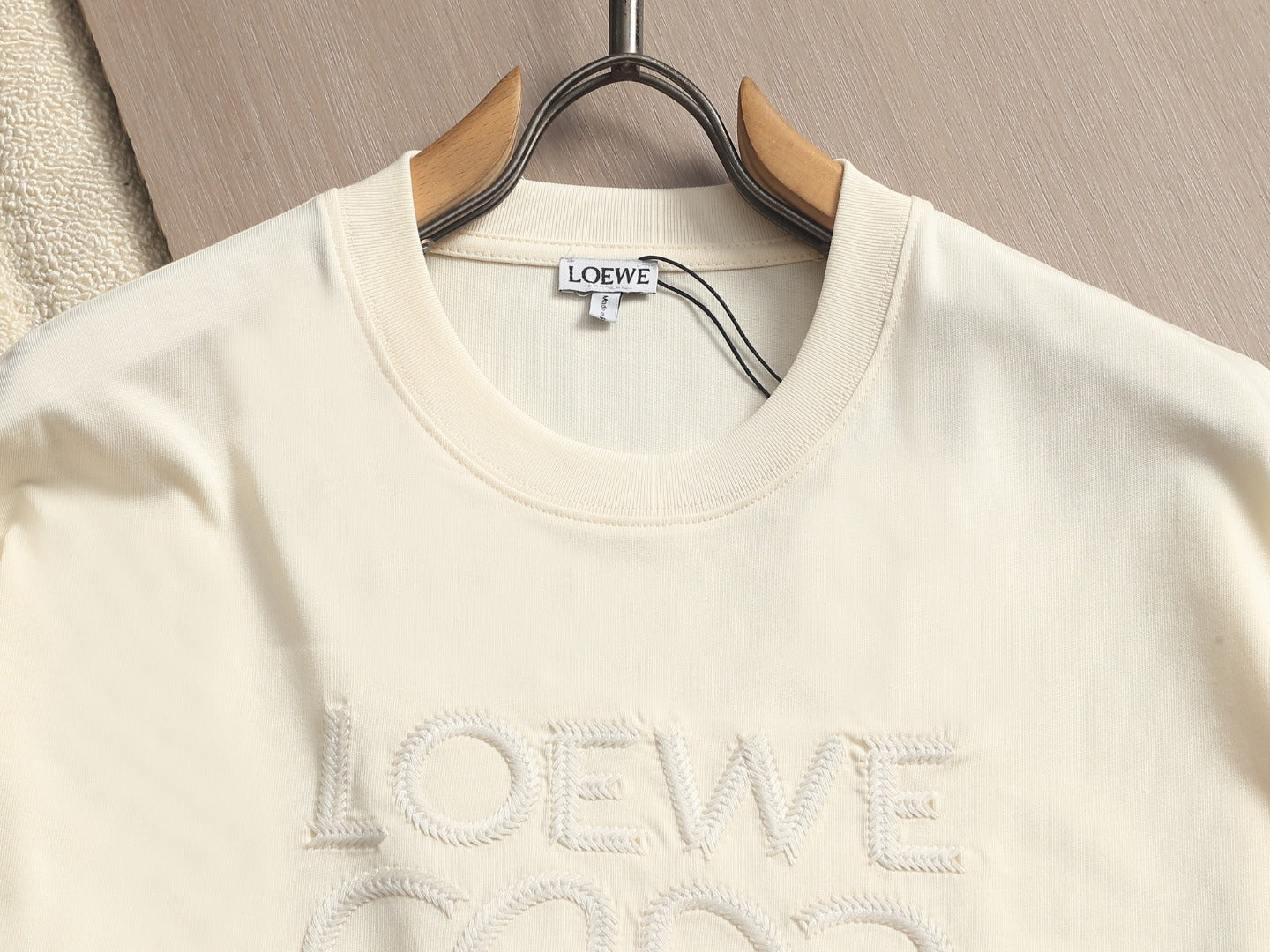 Loewe Men Logo Loose-Fit T-Shirt Cream Cotton