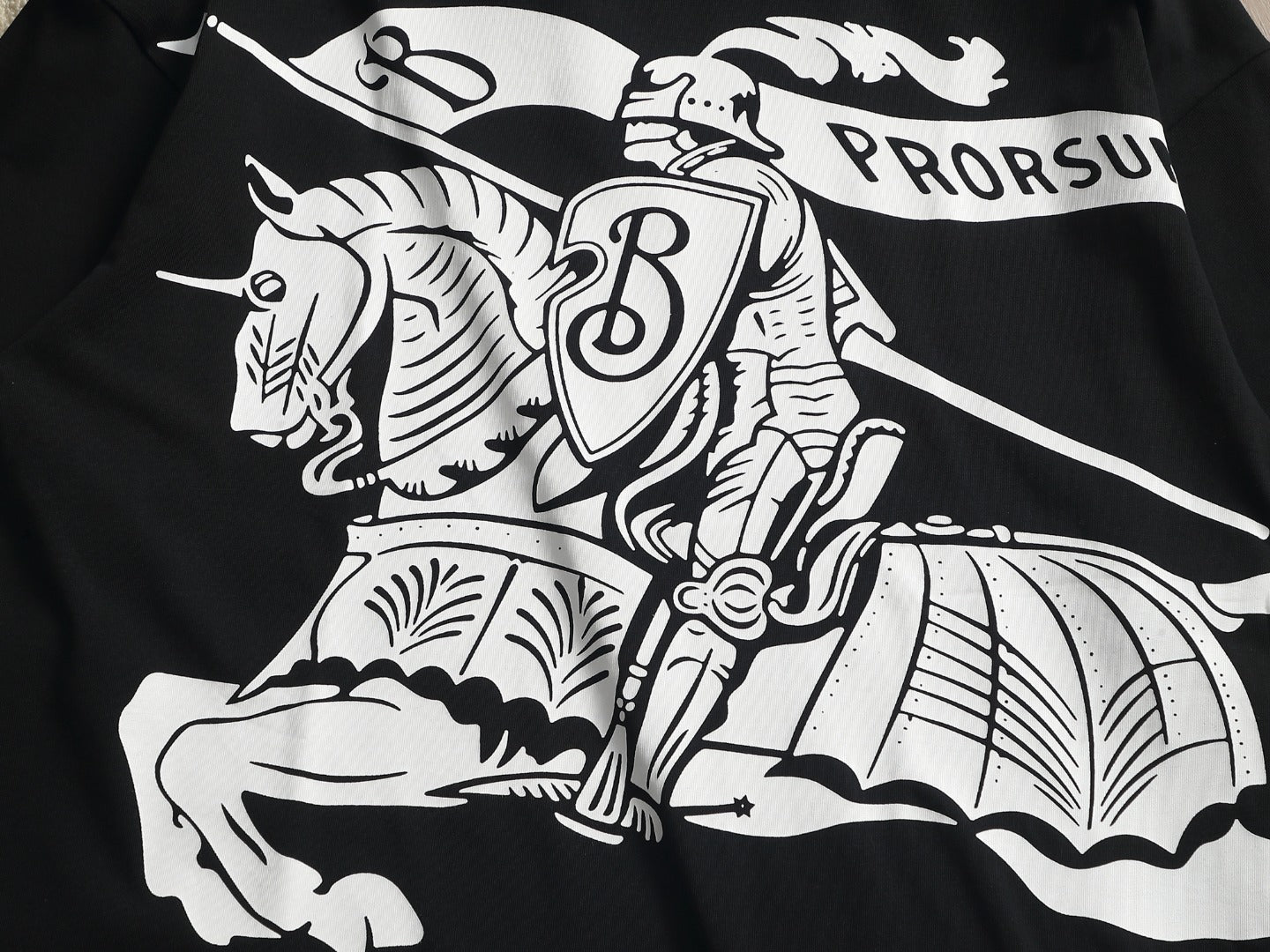 Burberry Men Knight Oversized T-Shirt Black White Cotton