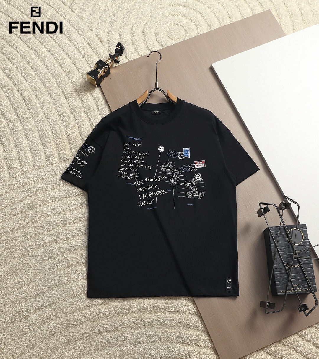 Fendi Men Oversized T-Shirt Black Cotton