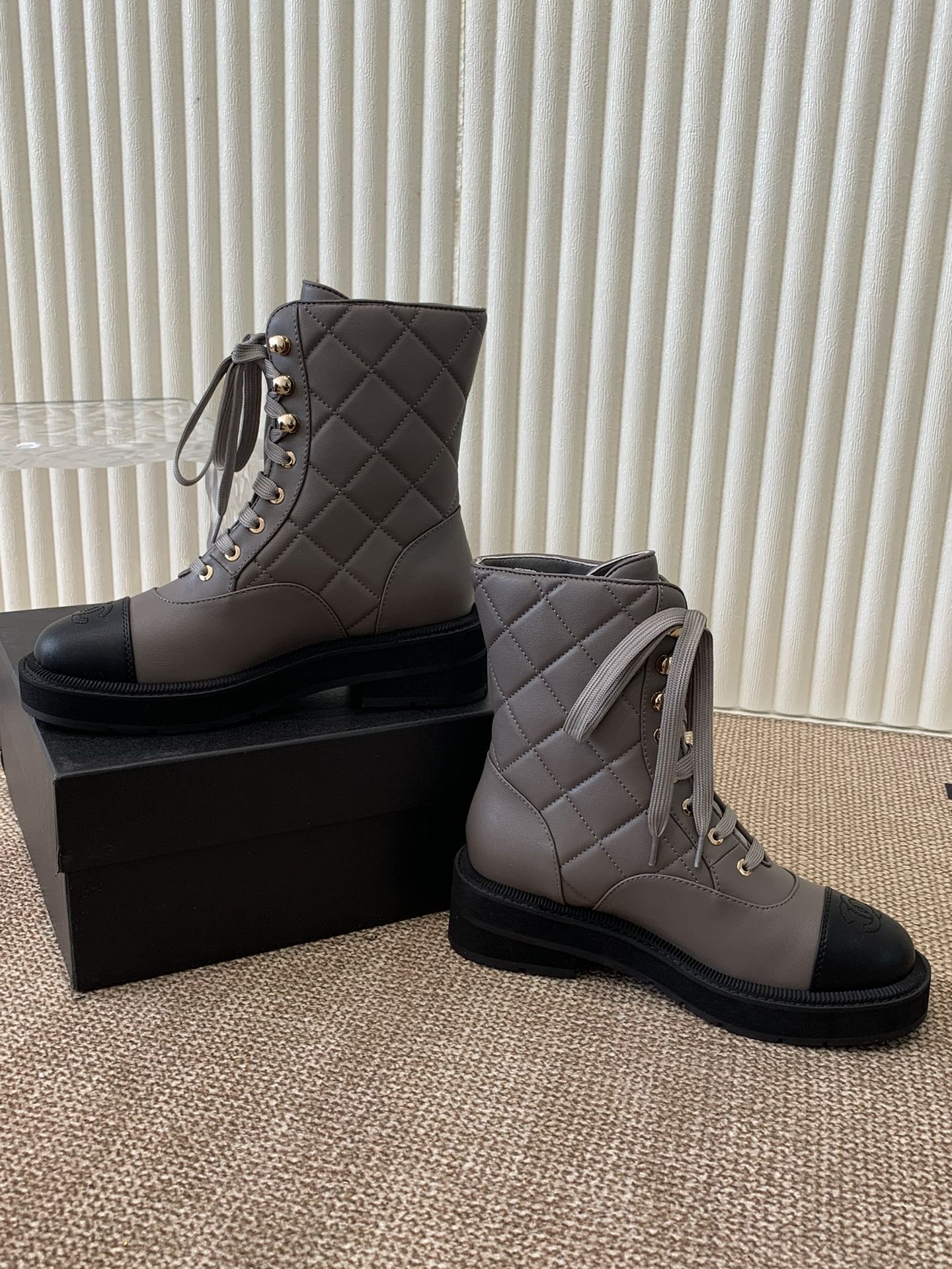 Chanel Electric Show Ankle Boot jBrown and  Black Leather 507523