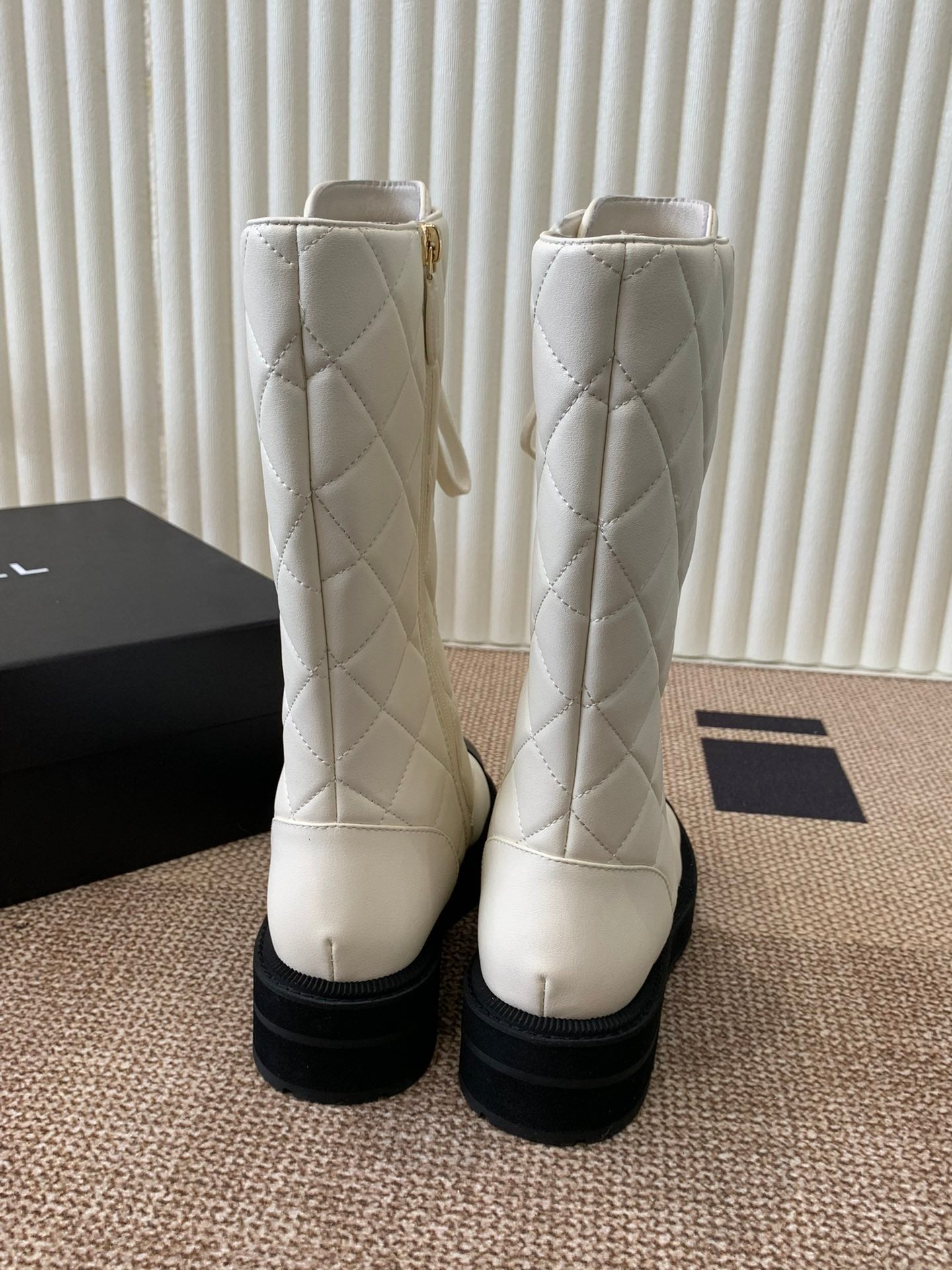 Chanel Electric Show   Boot  Cream and Black Leather 507522