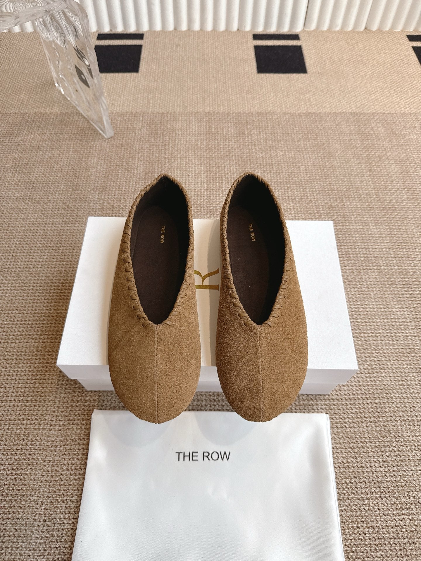 The Row 25ss Ballet Flat Light Brown Nubuck Leather 443302