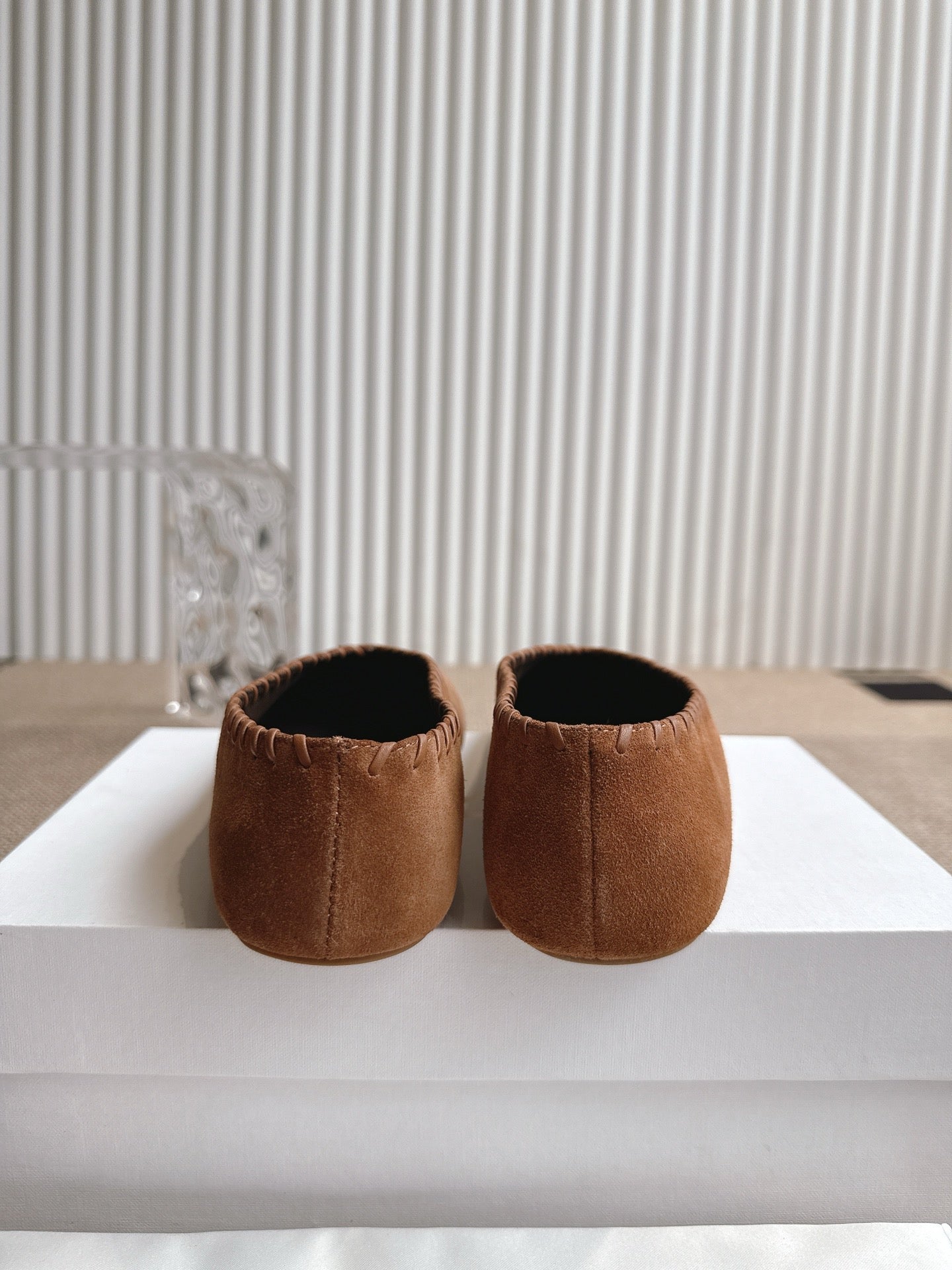 The Row 25ss Ballet Flat Brown Nubuck Leather 443304