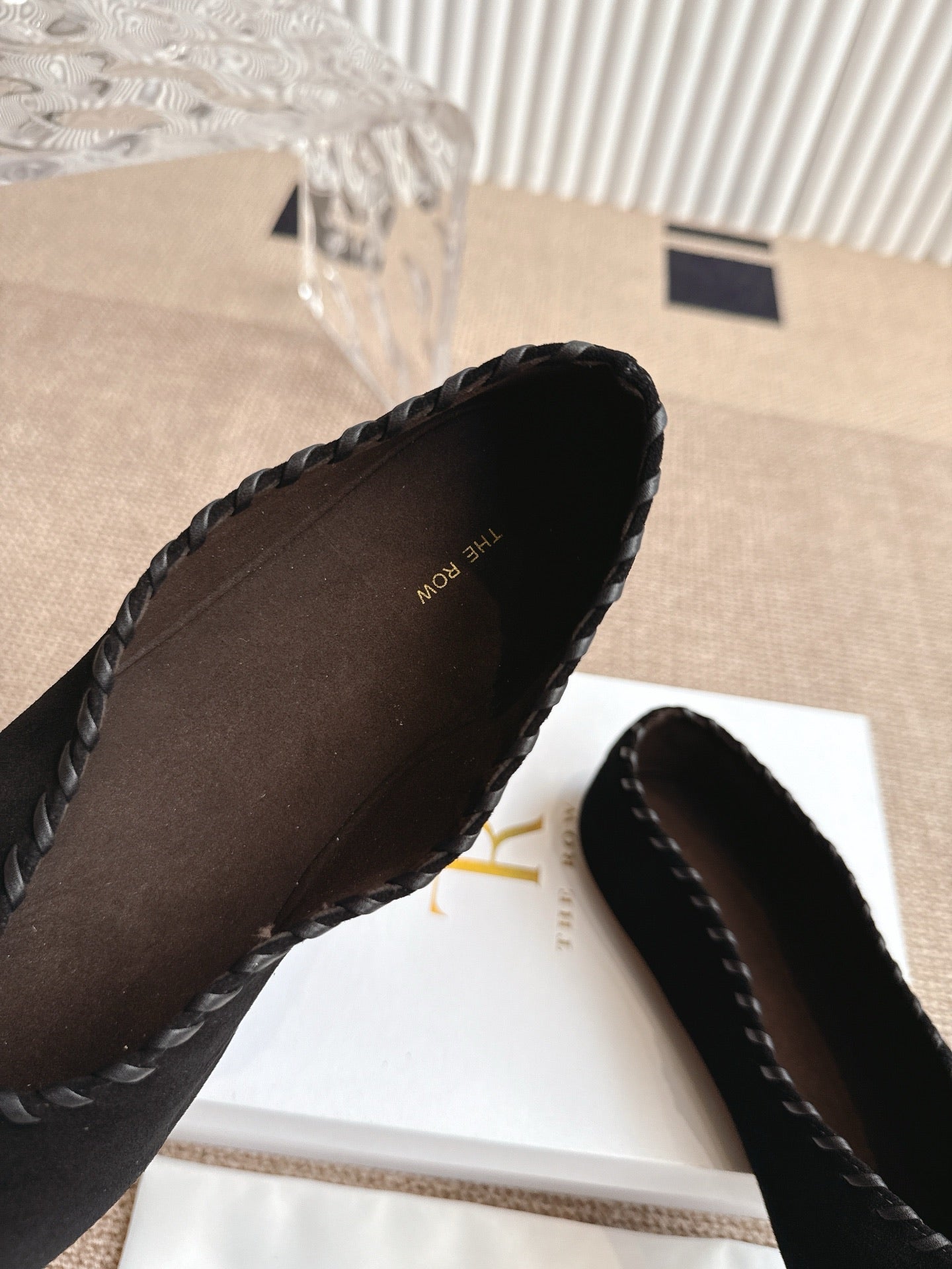 The Row 25ss Ballet Flat Black Nubuck Leather 443305