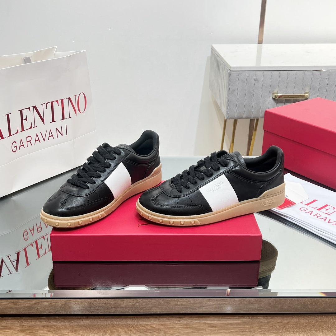 Valentino 25s Upvillage Sneakers In White Mix Black Lambskin