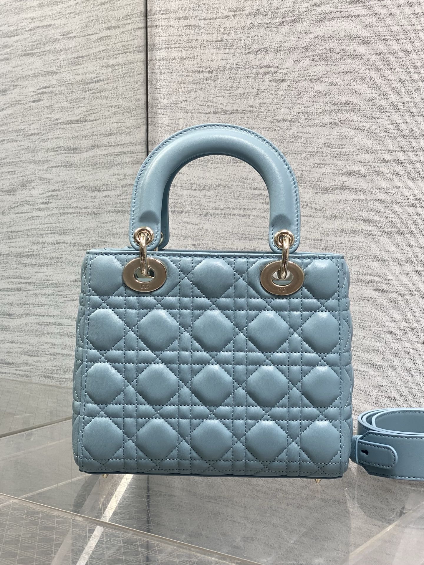 CD 2026 Bow Lady Dior Tourmaline Blue Cannage Lambskin 289166
