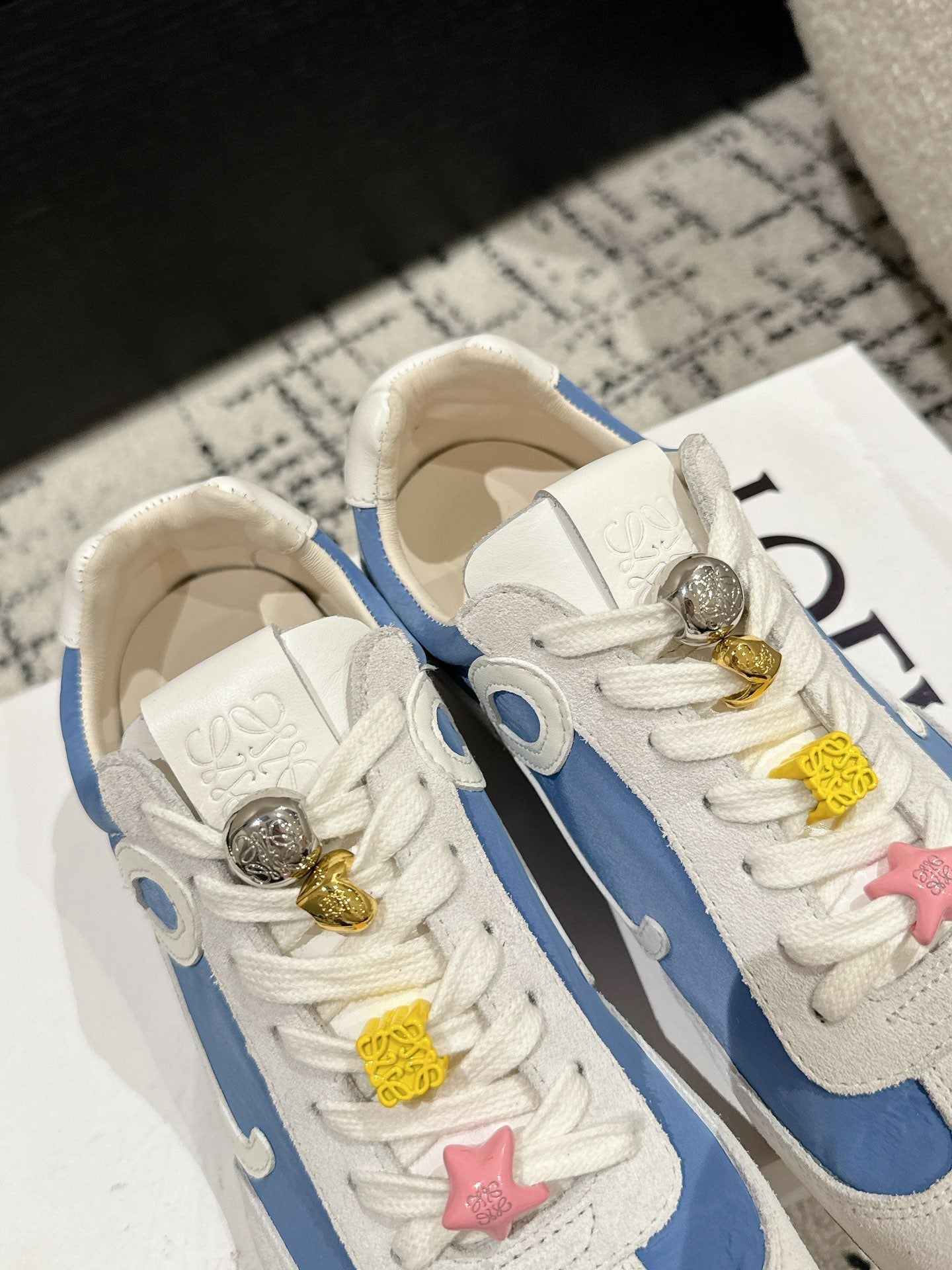 Loewe Ballet Runner 2.0 Sneaker White Blue Nylon Sheepskin