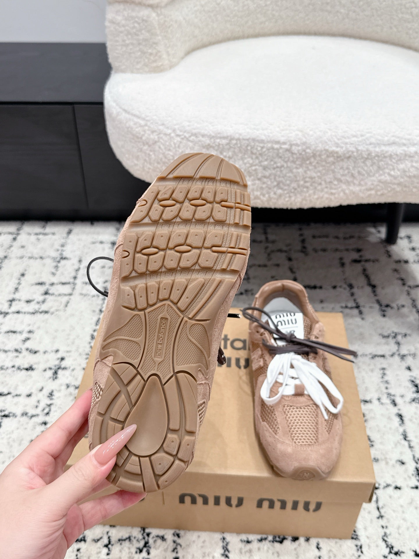 Miu 530 Casual Sneaker Light Brown Suede Mesh 880613