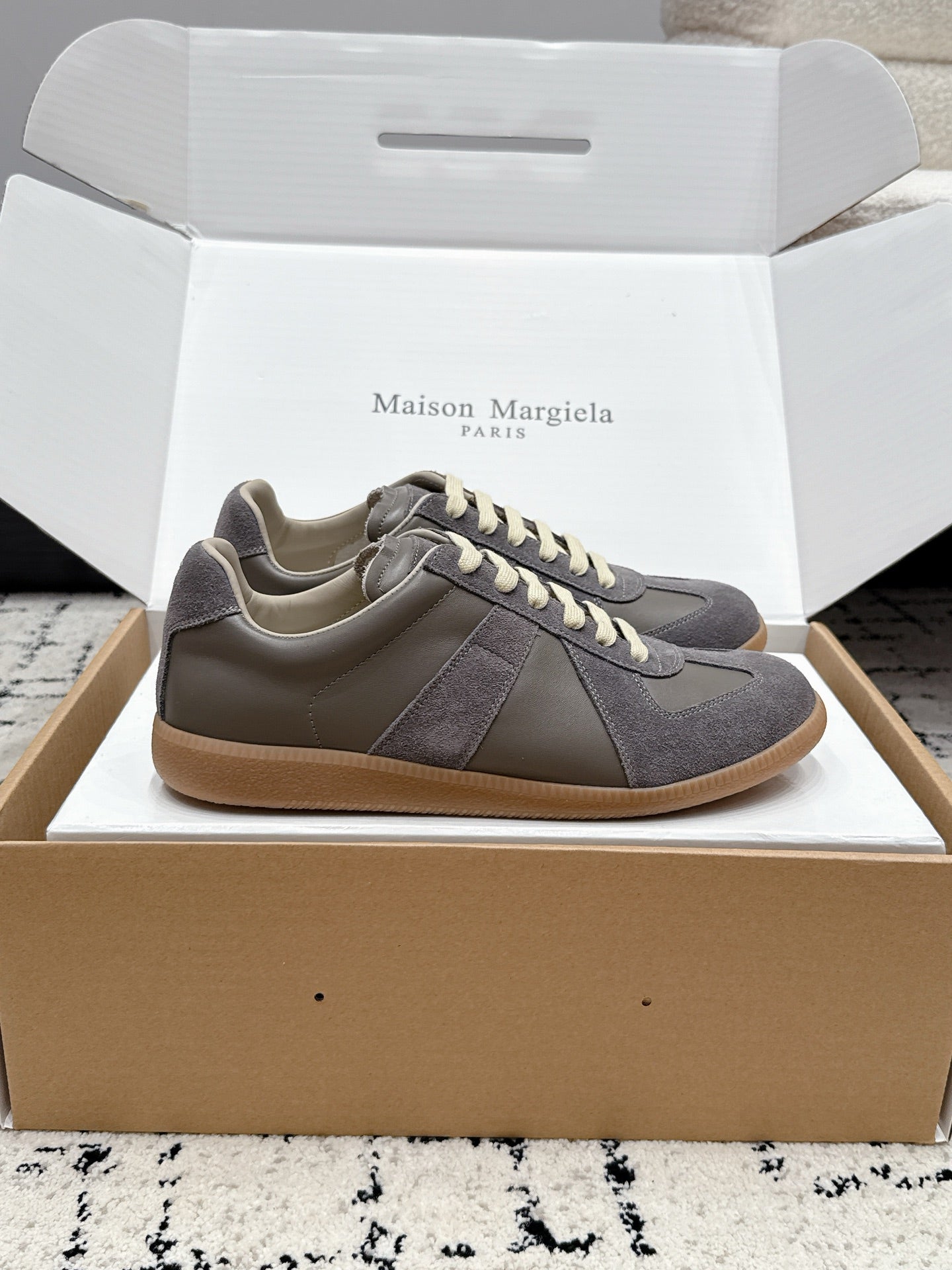 MM6 Replica Casual Sneaker Dark Grey Sheepskin Suede 881190