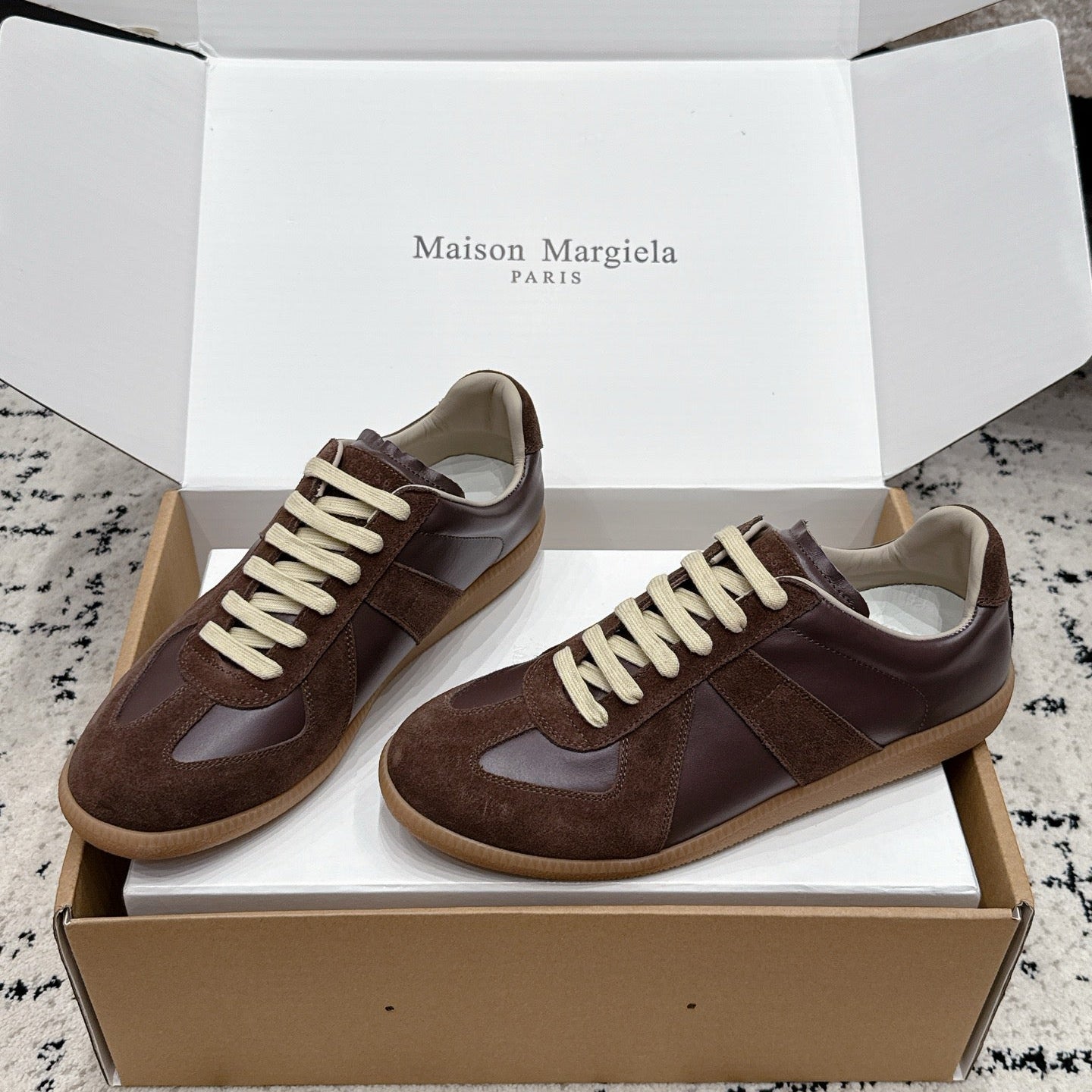 MM6 Replica Casual Sneaker Coffee Sheepskin Suede 881197