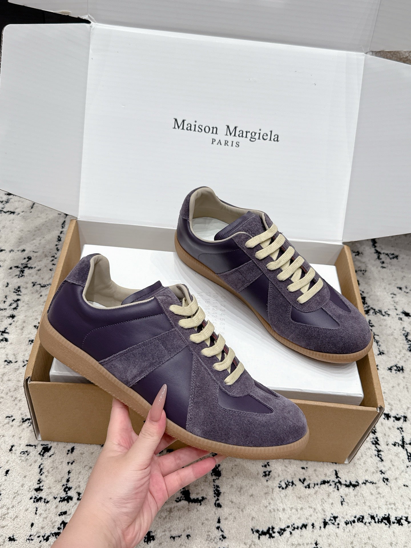 MM6 Replica Casual Sneaker Light Purple Sheepskin Suede 881199