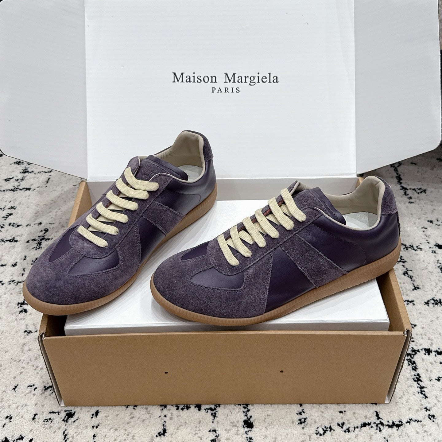 MM6 Replica Casual Sneaker Light Purple Sheepskin Suede 881199
