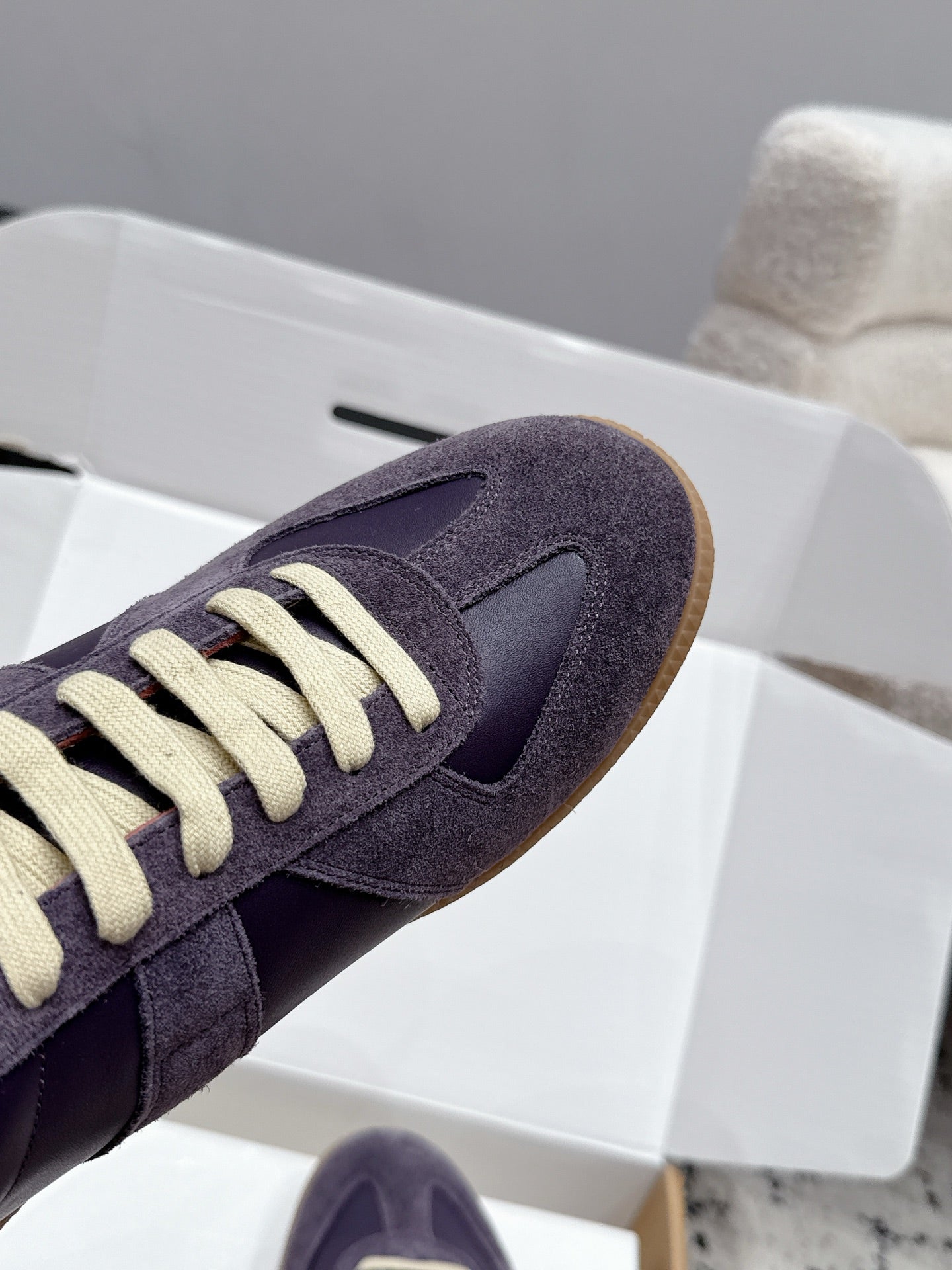 MM6 Replica Casual Sneaker Light Purple Sheepskin Suede 881199