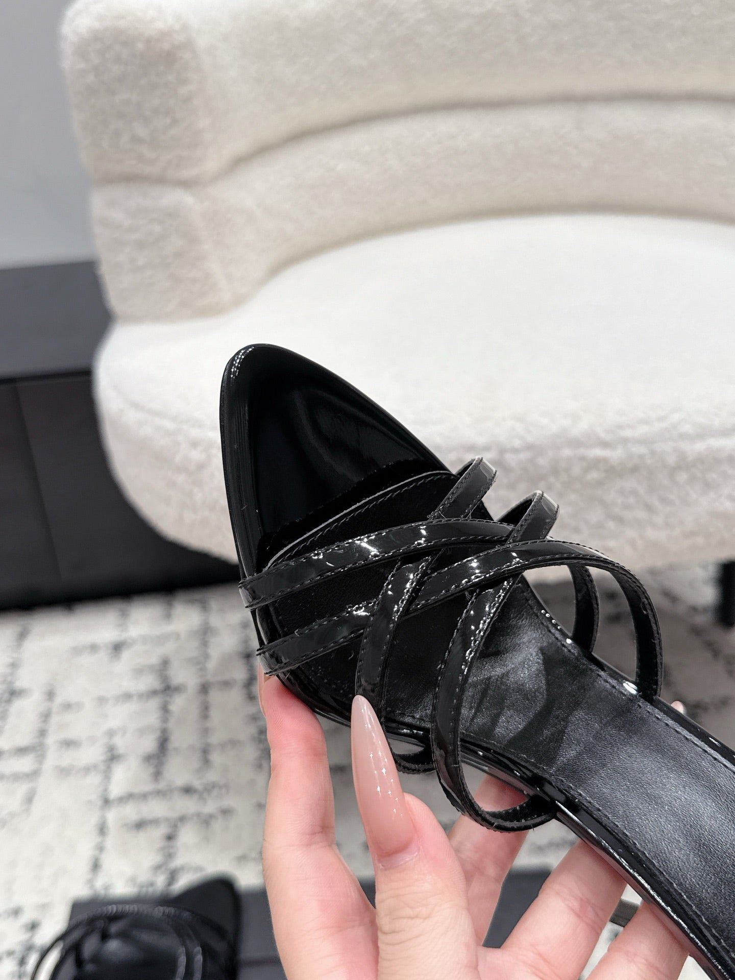 YSL Kate Mule 10.5cm Black Patent Leather 847149