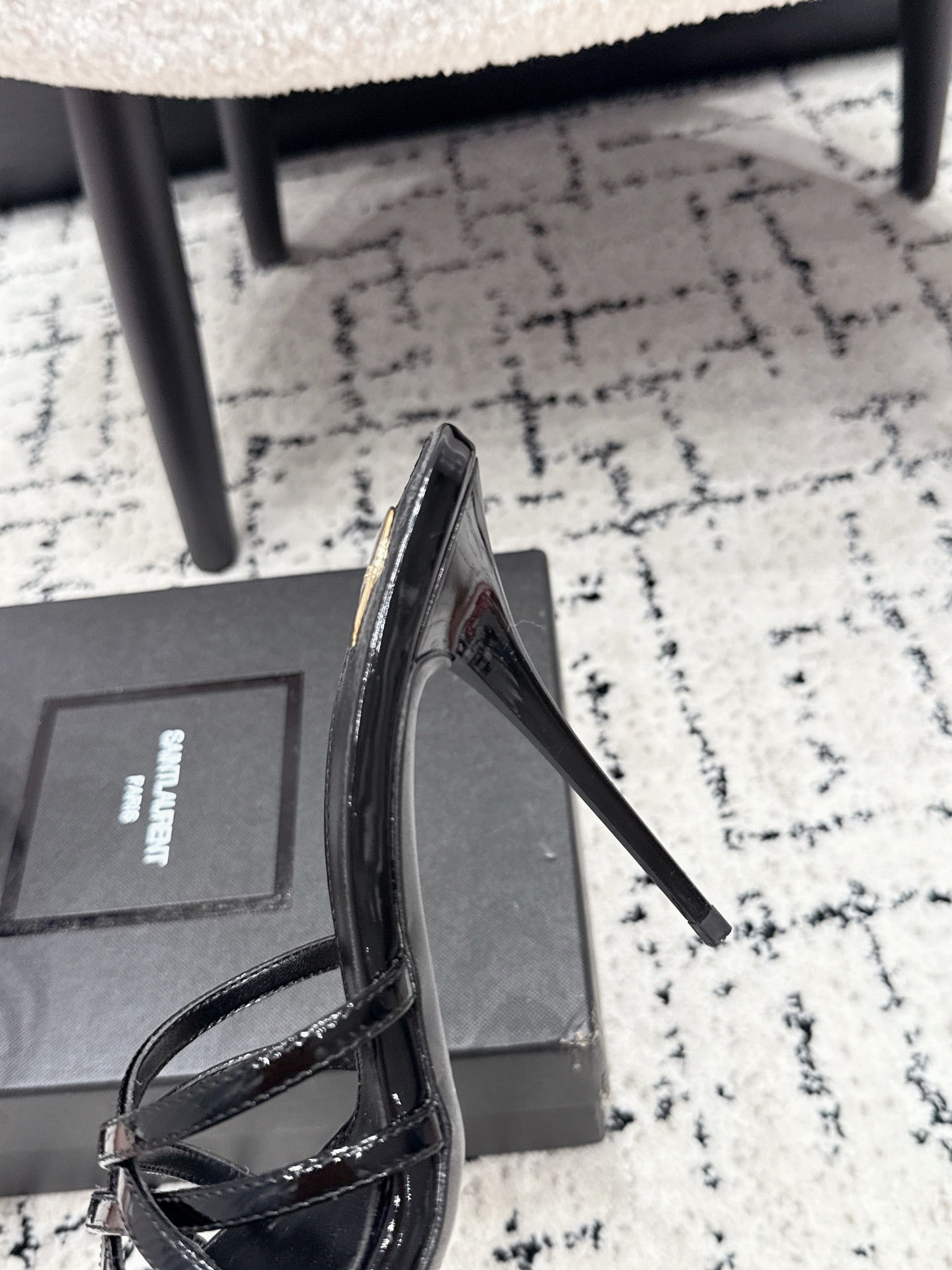 YSL Kate Mule 10.5cm Black Patent Leather 847149