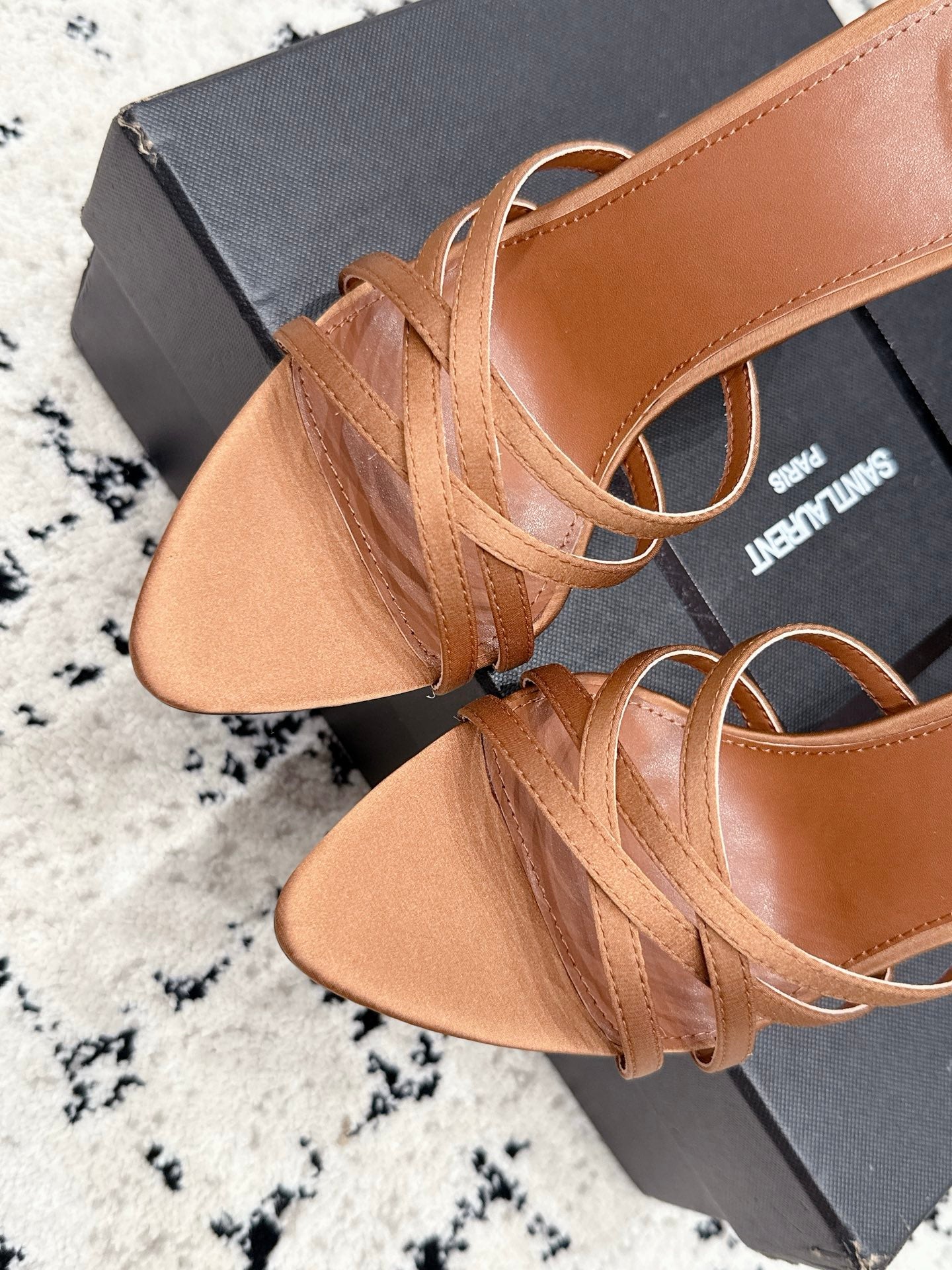 YSL Kate Mule 10.5cm Brown Satin 847150