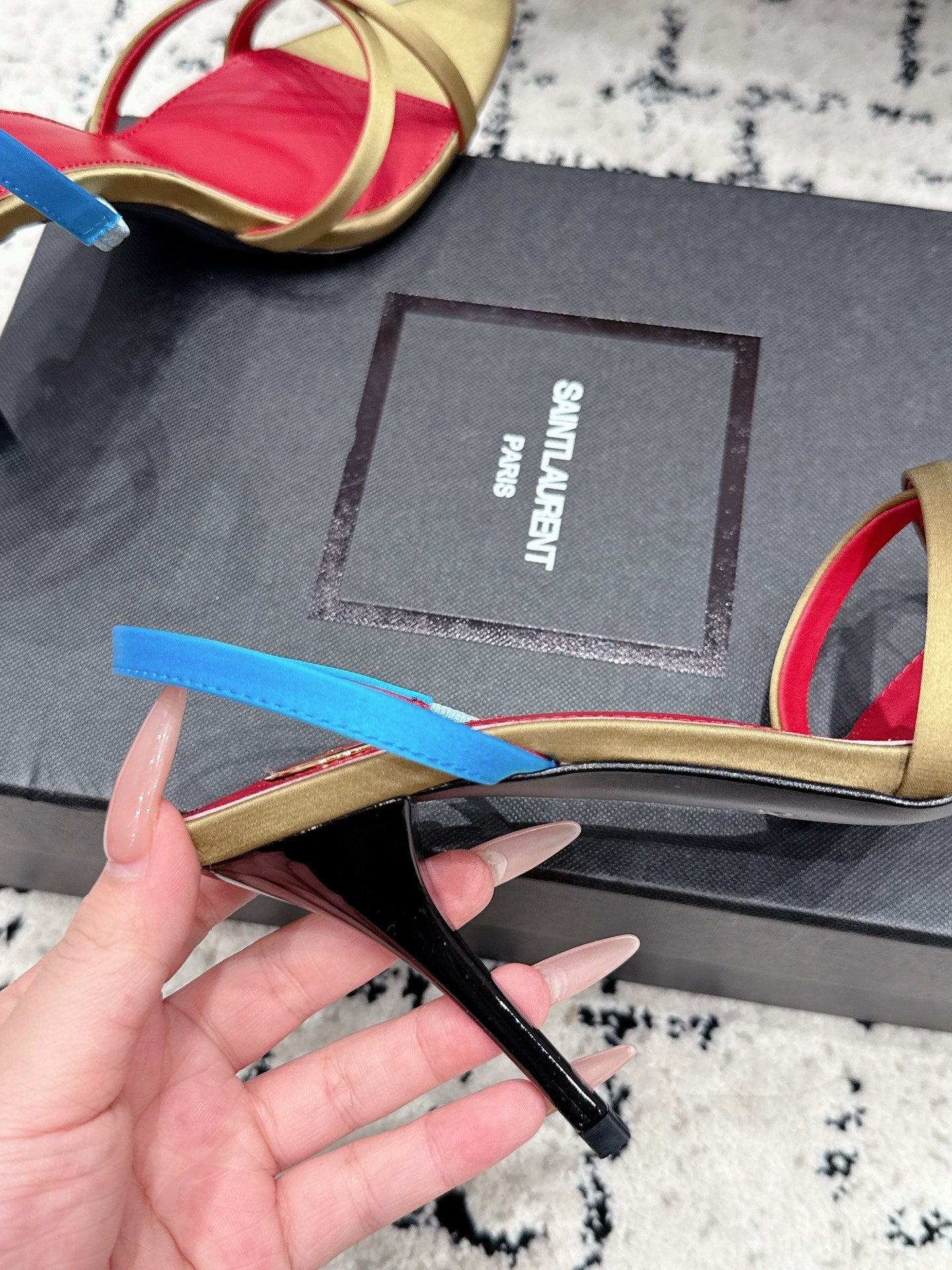 YSL Kirat Sandal 9.5cm Gold Satin 847156