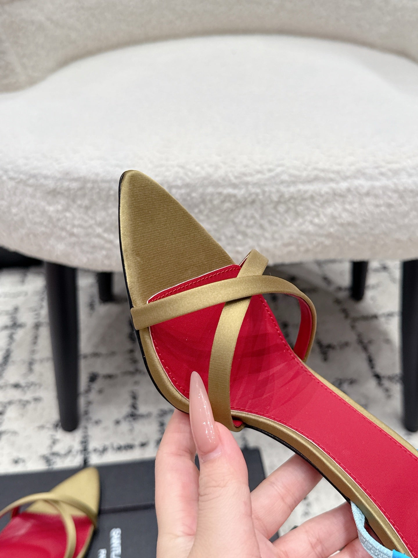 YSL Kirat Sandal 9.5cm Gold Satin 847156