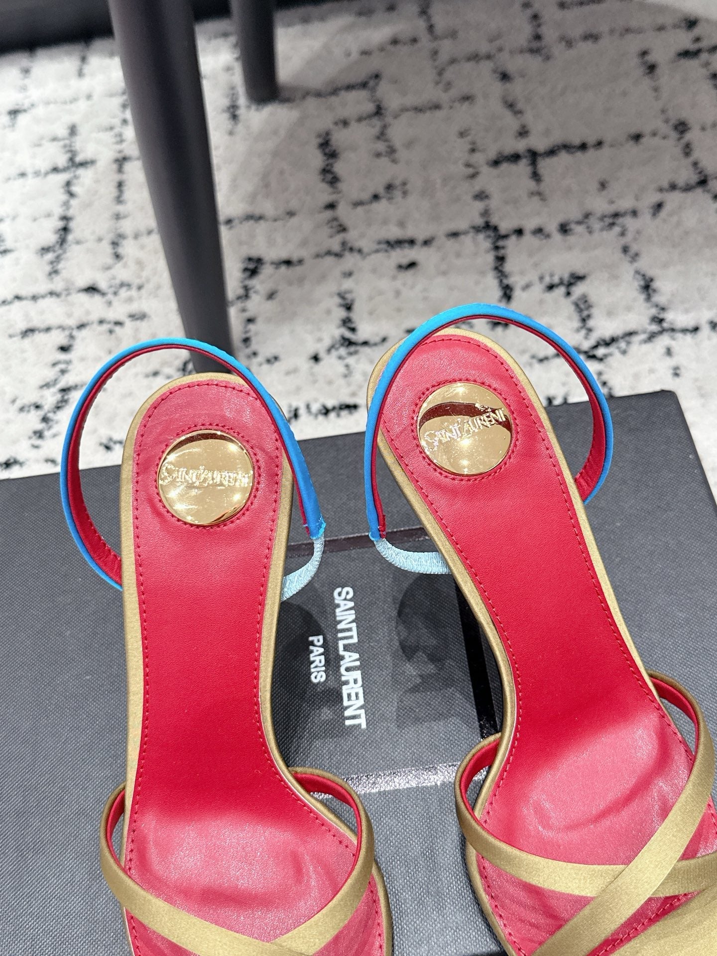 YSL Kirat Sandal 9.5cm Gold Satin 847156