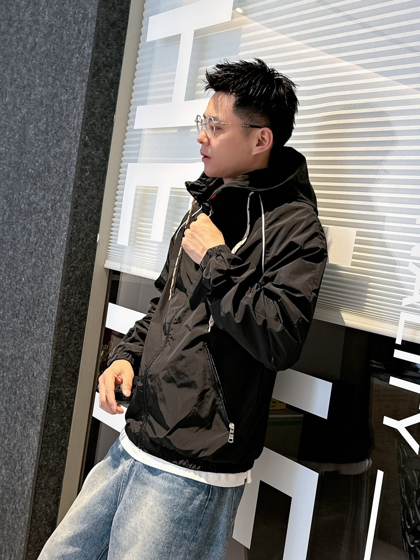 Gucci Men’s Jacket Black Nylon Satin