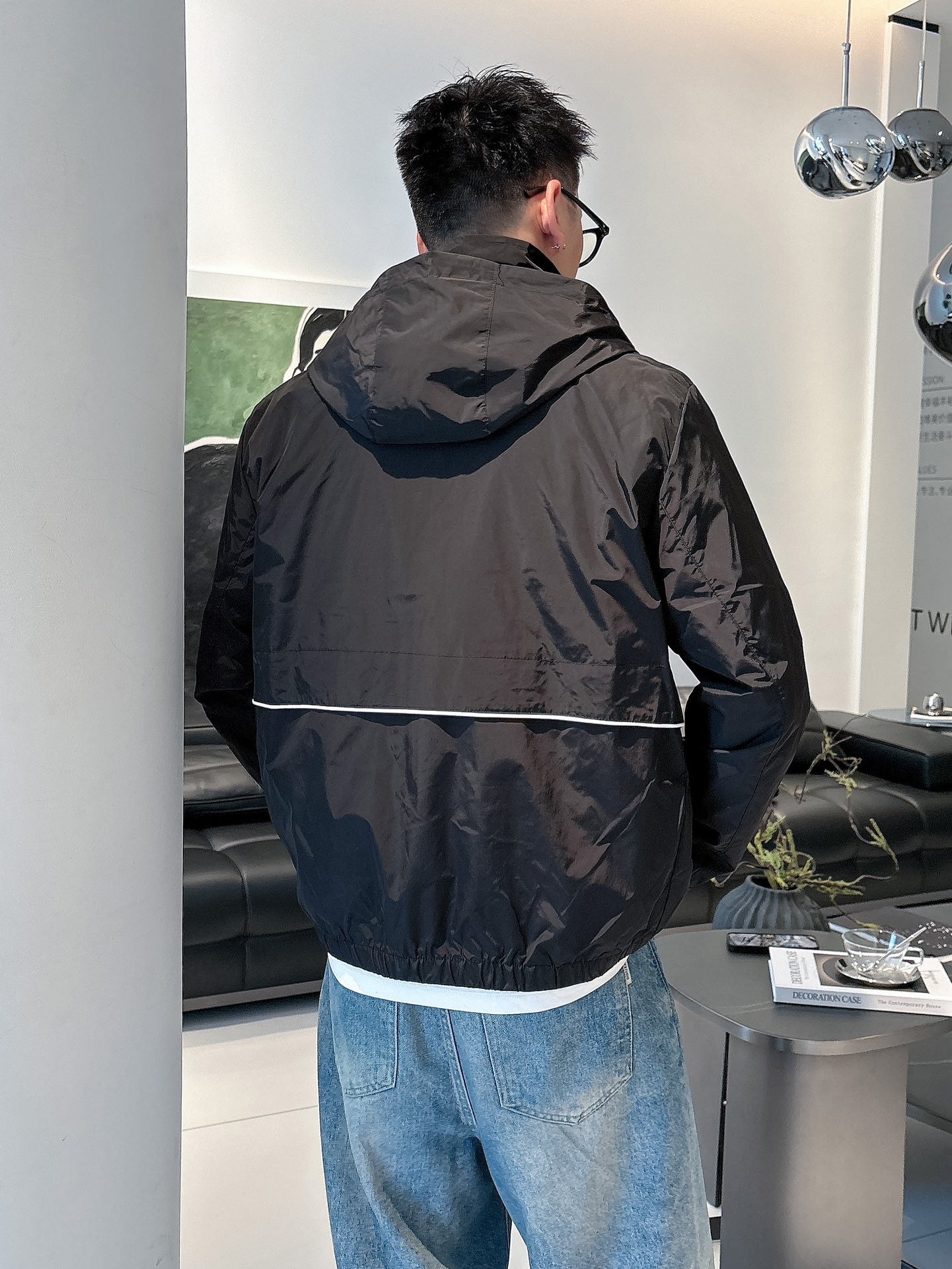 Prada Men’s Windbreaker Jacket Black Nylon Fabric