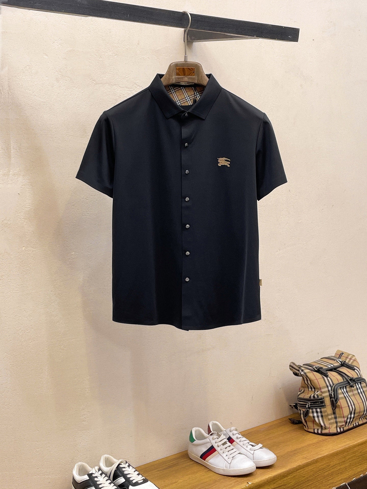 BRR Men Short-Sleeve Polo Shirt Black Silk