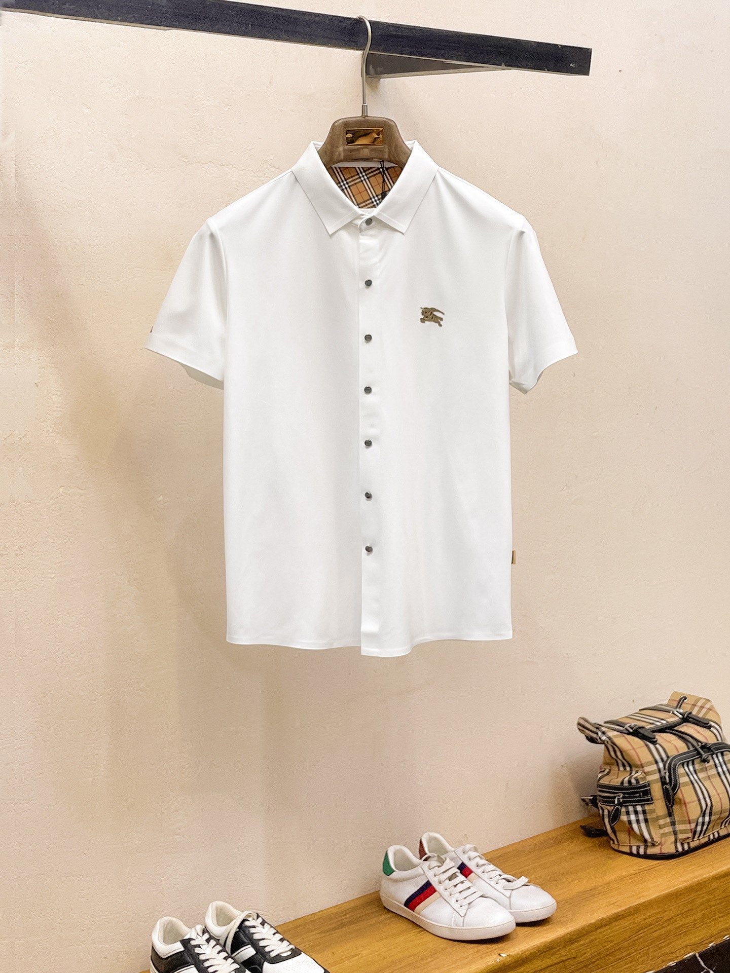 BRR Men Short-Sleeve Polo Shirt White Silk